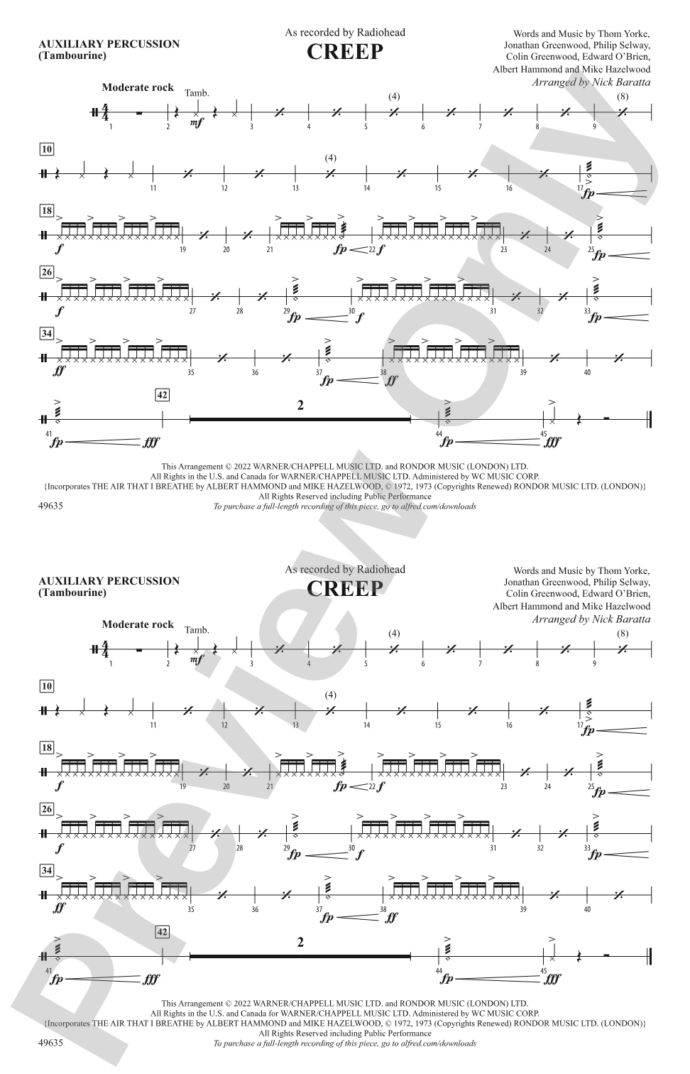 Creep: Auxiliary Percussion