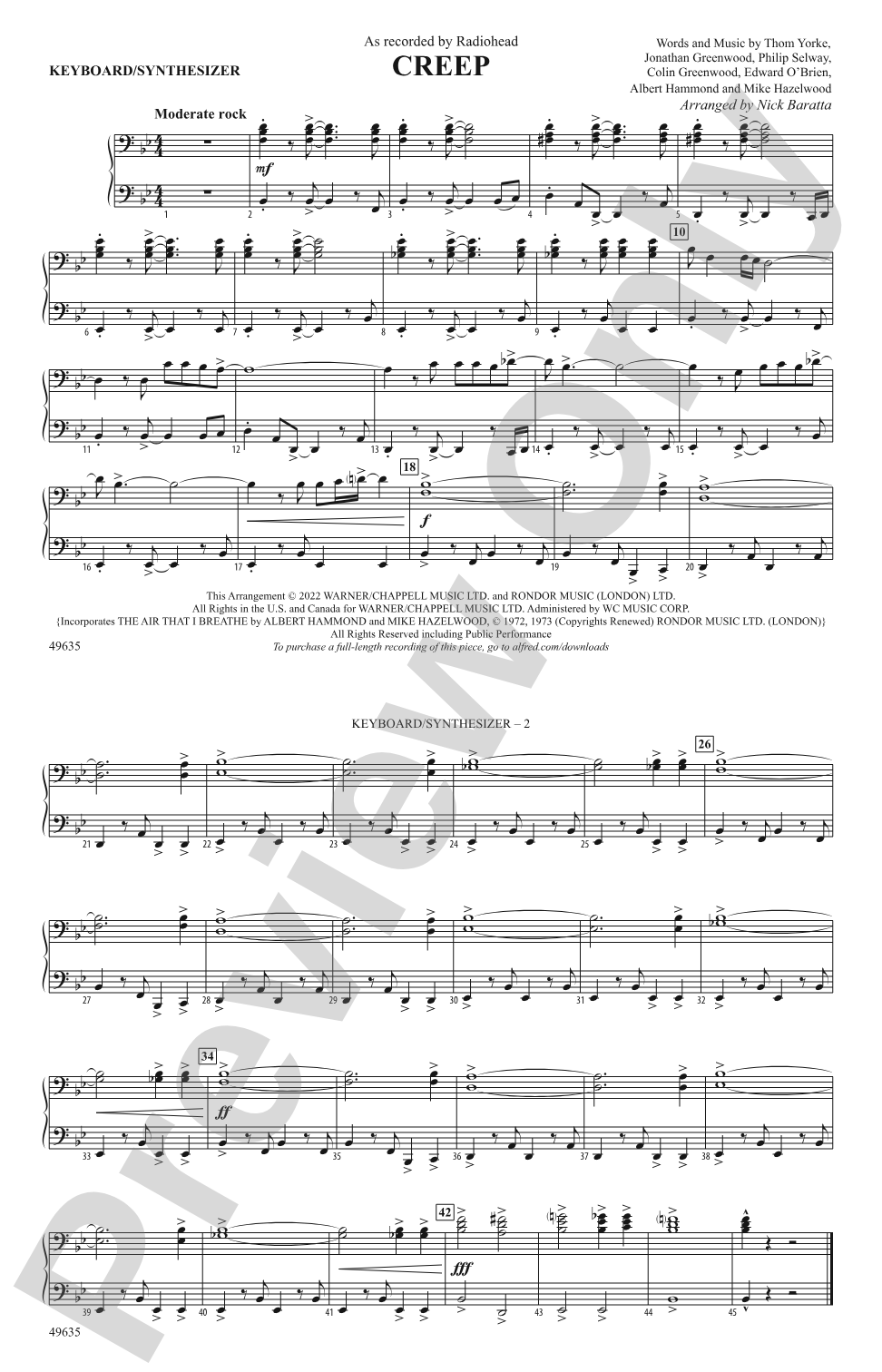 Creep: Piano Accompaniment