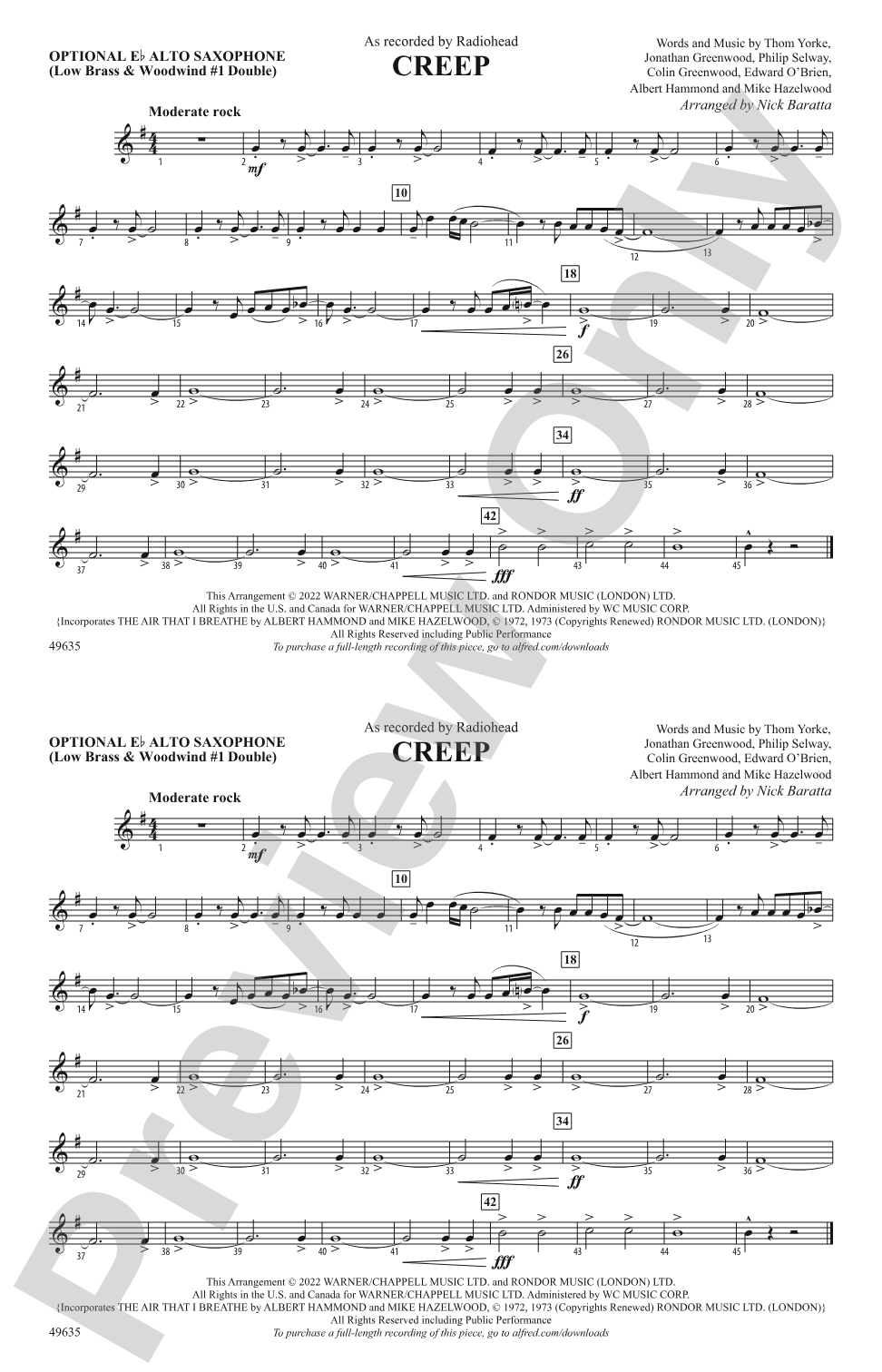 Creep: Optional Alto Sax