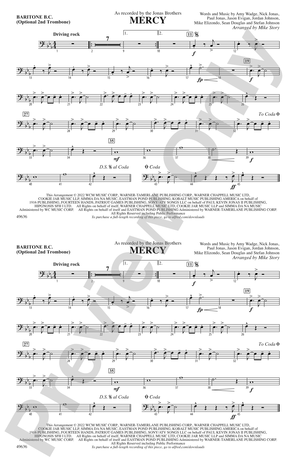 Mercy (From Space Jam: A New Legacy): Baritone B.C.