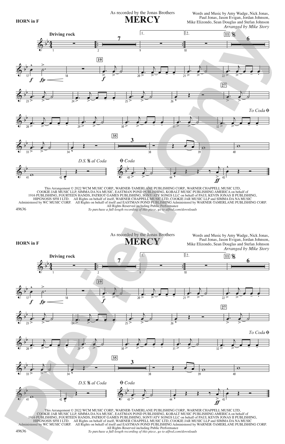 Mercy (From Space Jam: A New Legacy): 1st F Horn