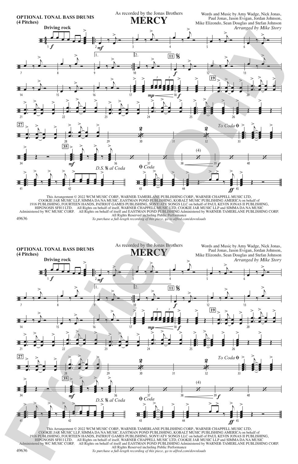 Mercy (From Space Jam: A New Legacy): Tonal Bass Drum