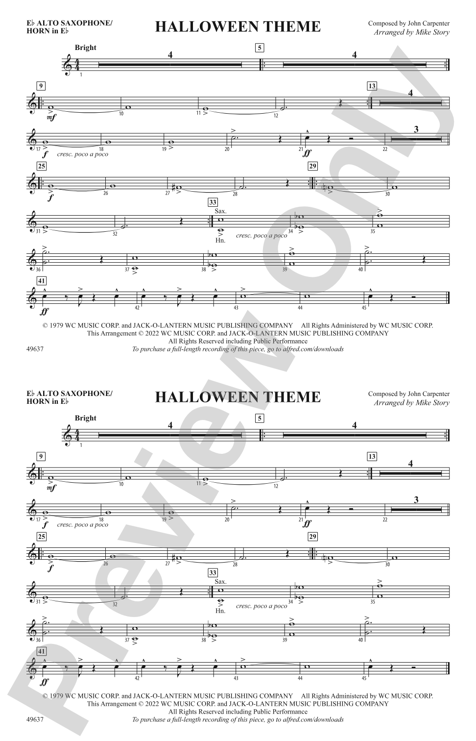 Halloween Theme: E-flat Alto Saxophone