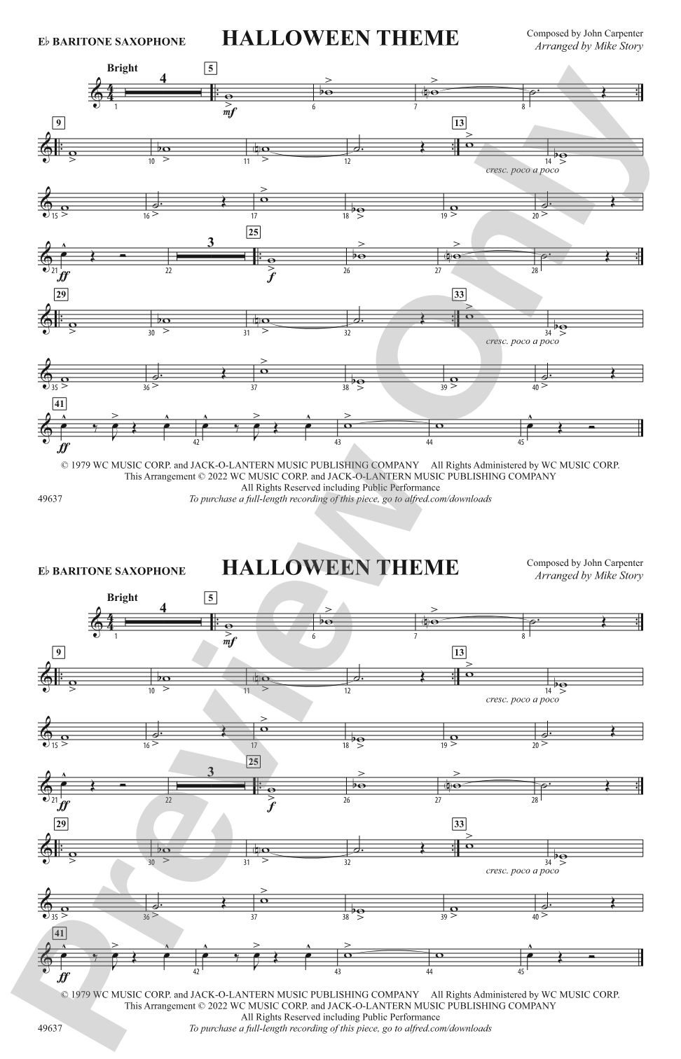Halloween Theme: E-flat Baritone Saxophone