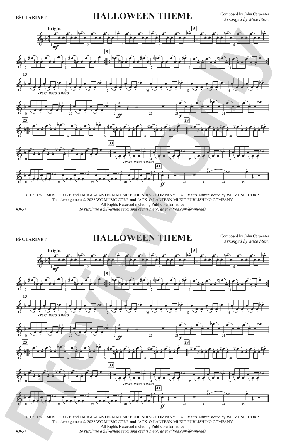 Halloween Theme: 1st B-flat Clarinet