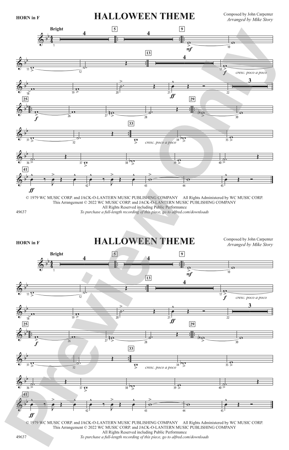 Halloween Theme: 1st F Horn