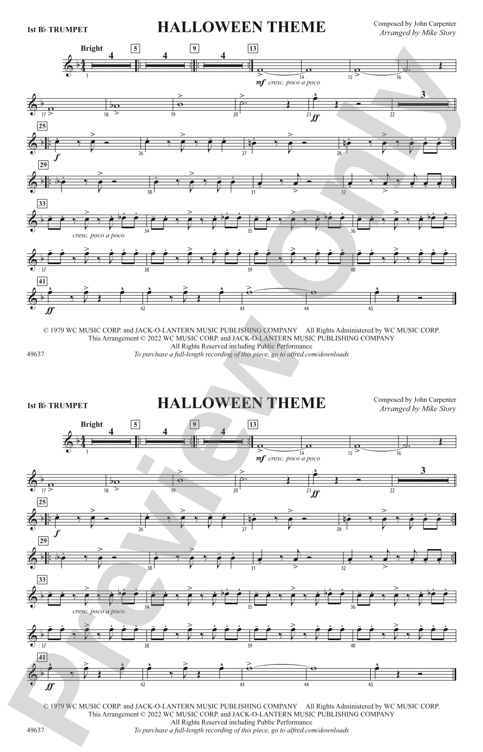 Halloween Theme: 1st B-flat Trumpet