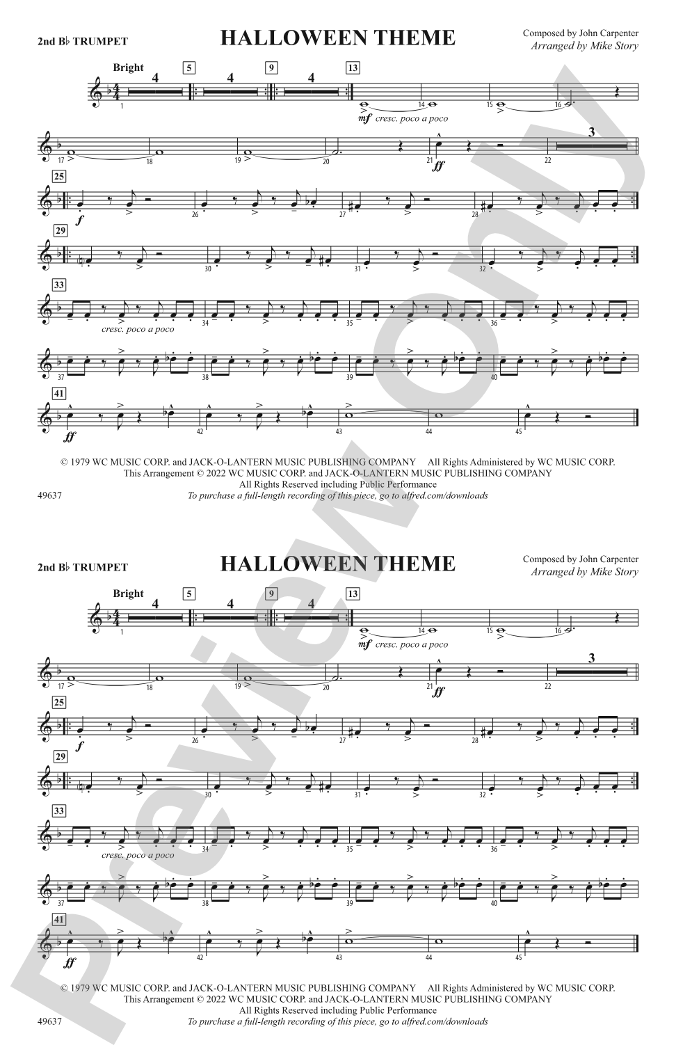 Halloween Theme: 2nd B-flat Trumpet