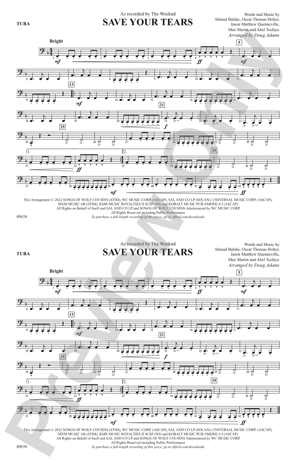Save Your Tears: Tuba