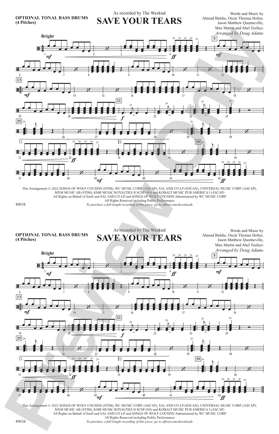 Save Your Tears: Tonal Bass Drum