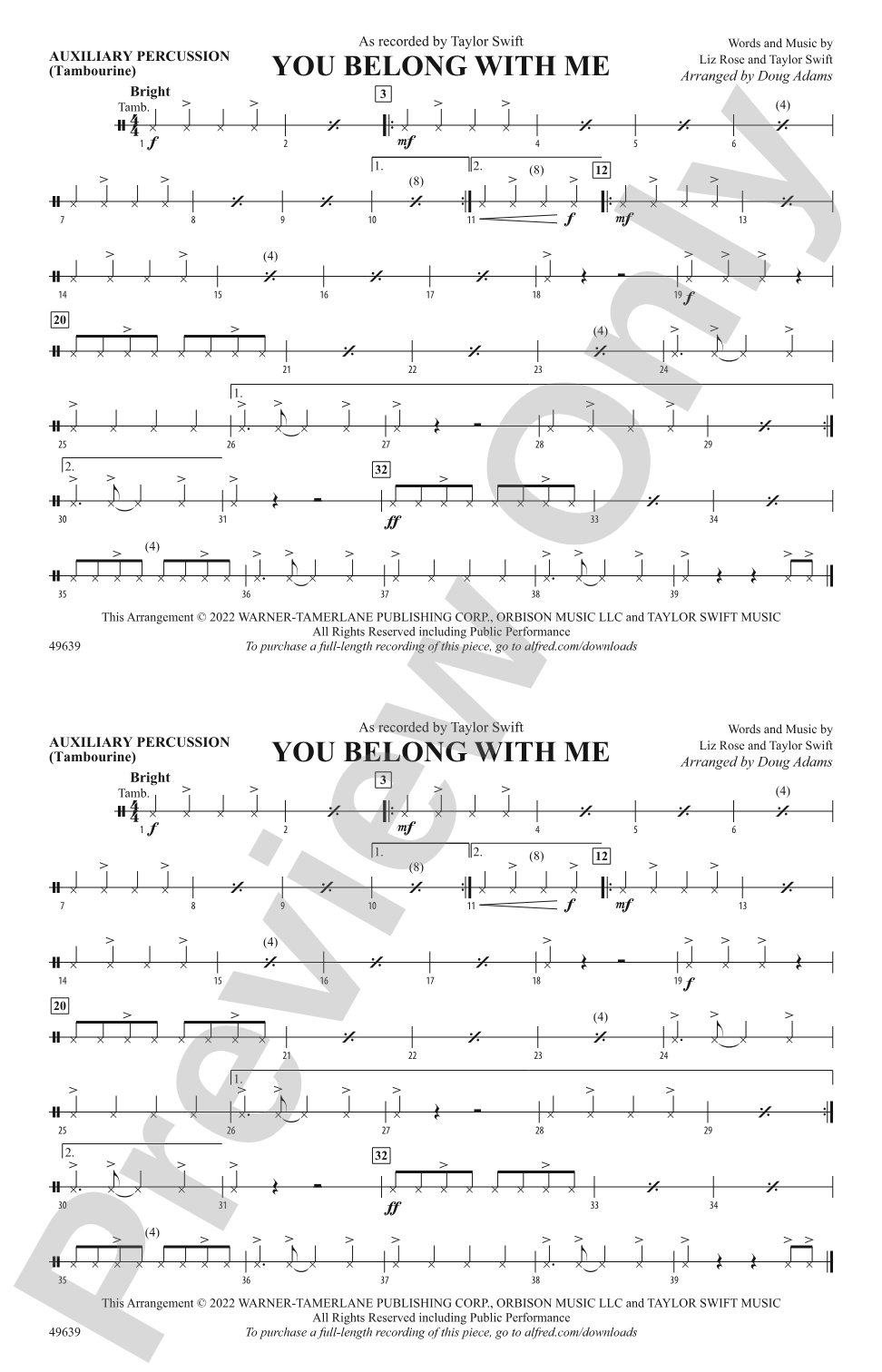 You Belong with Me: Auxiliary Percussion