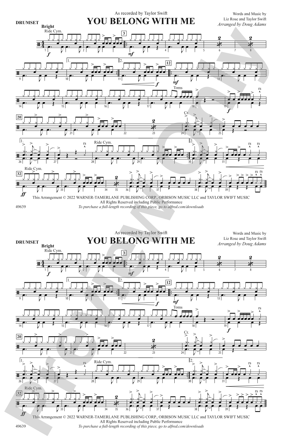 You Belong with Me: Drums