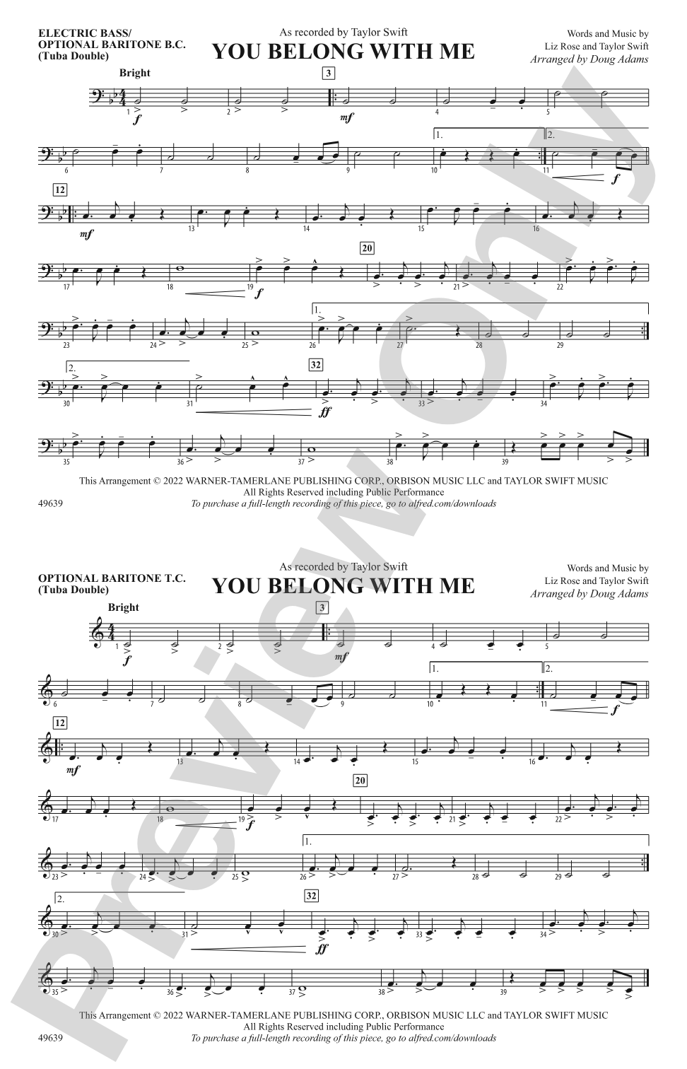 You Belong with Me: Electric Bass