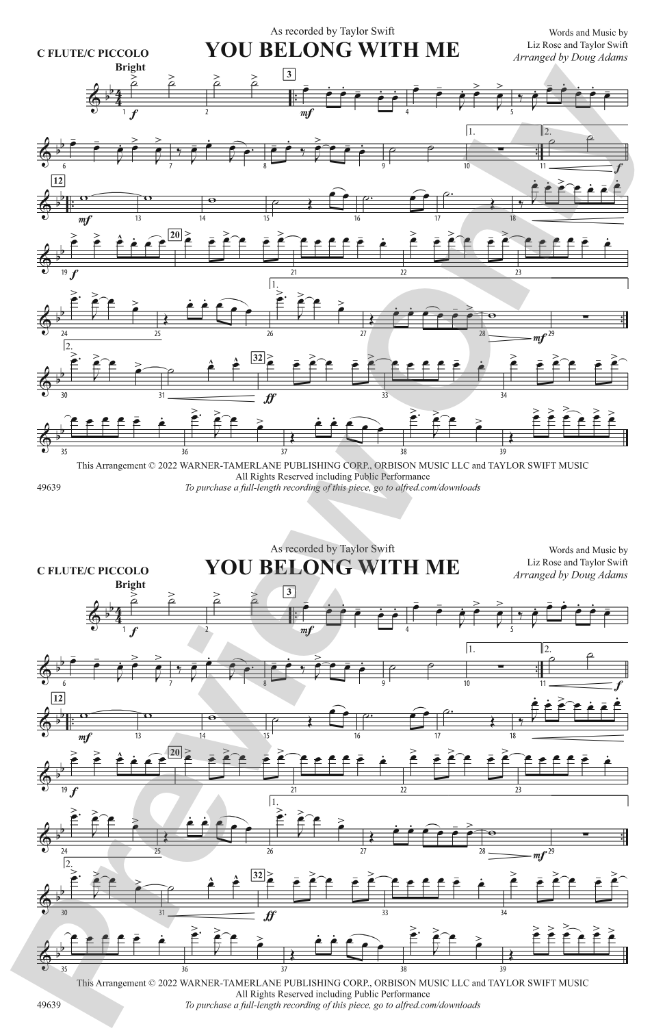 You Belong with Me: Flute