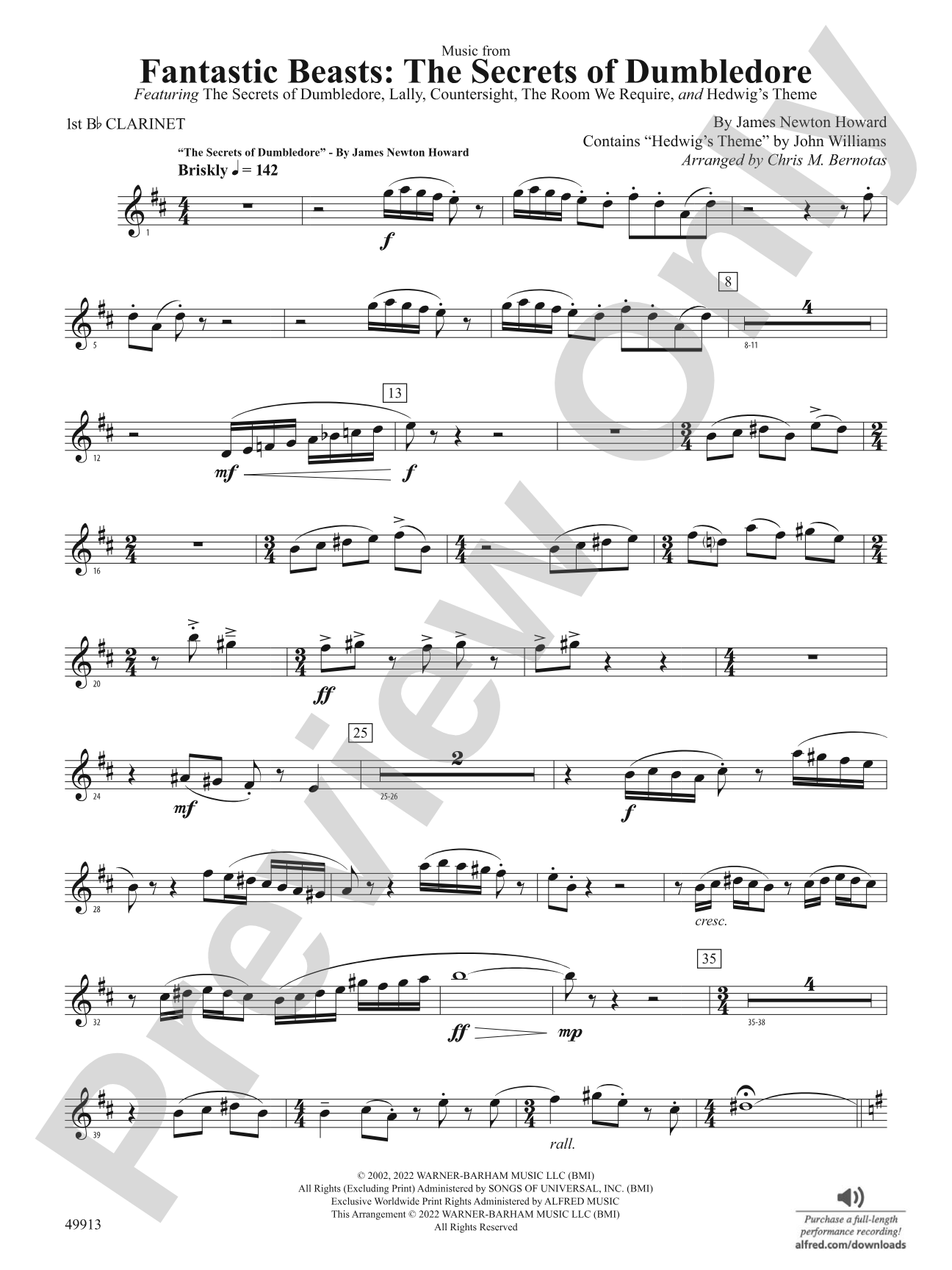 Fantastic Beasts: The Secrets of Dumbledore: 1st B-flat Clarinet