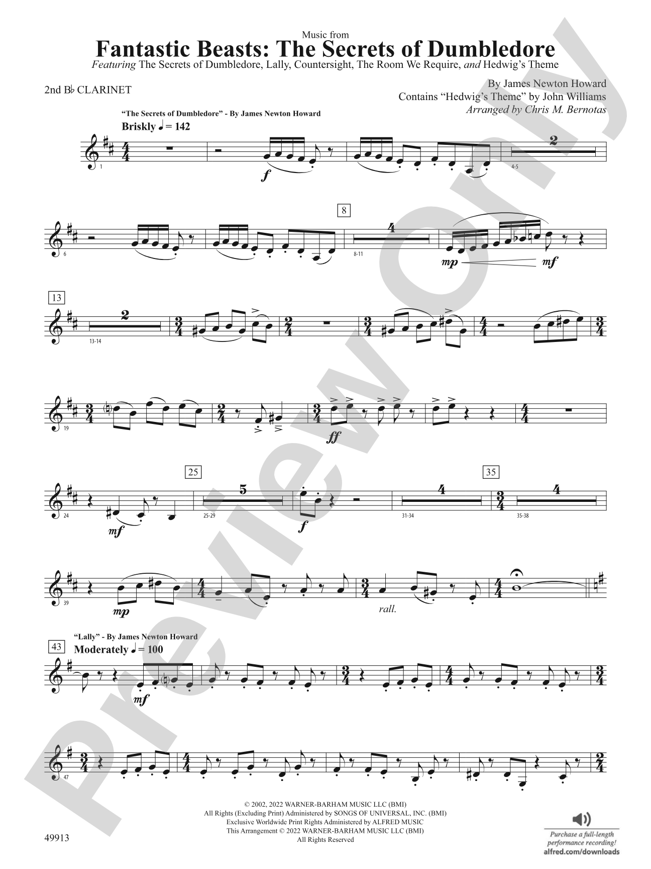 Fantastic Beasts: The Secrets of Dumbledore: 2nd B-flat Clarinet