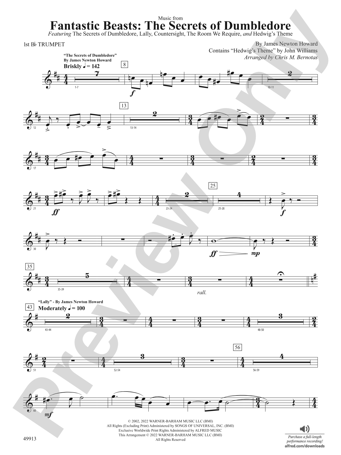 Fantastic Beasts: The Secrets of Dumbledore: 1st B-flat Trumpet