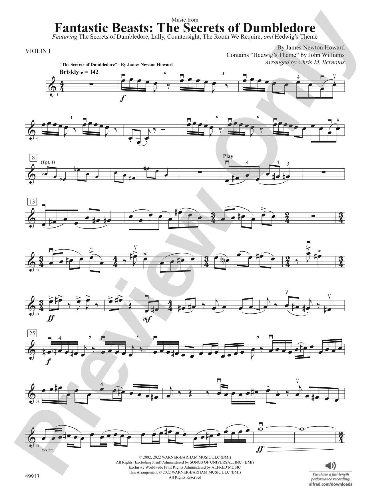 Fantastic Beasts: The Secrets of Dumbledore: 1st Violin