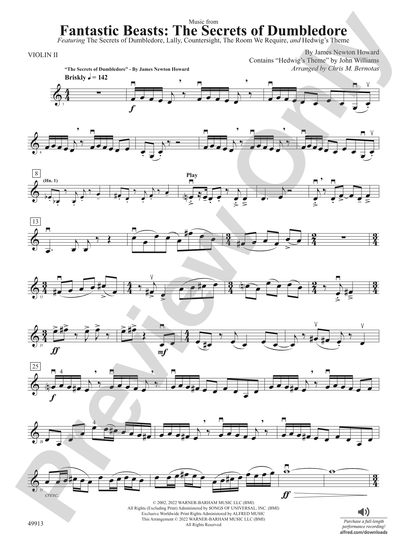 Fantastic Beasts: The Secrets of Dumbledore: 2nd Violin