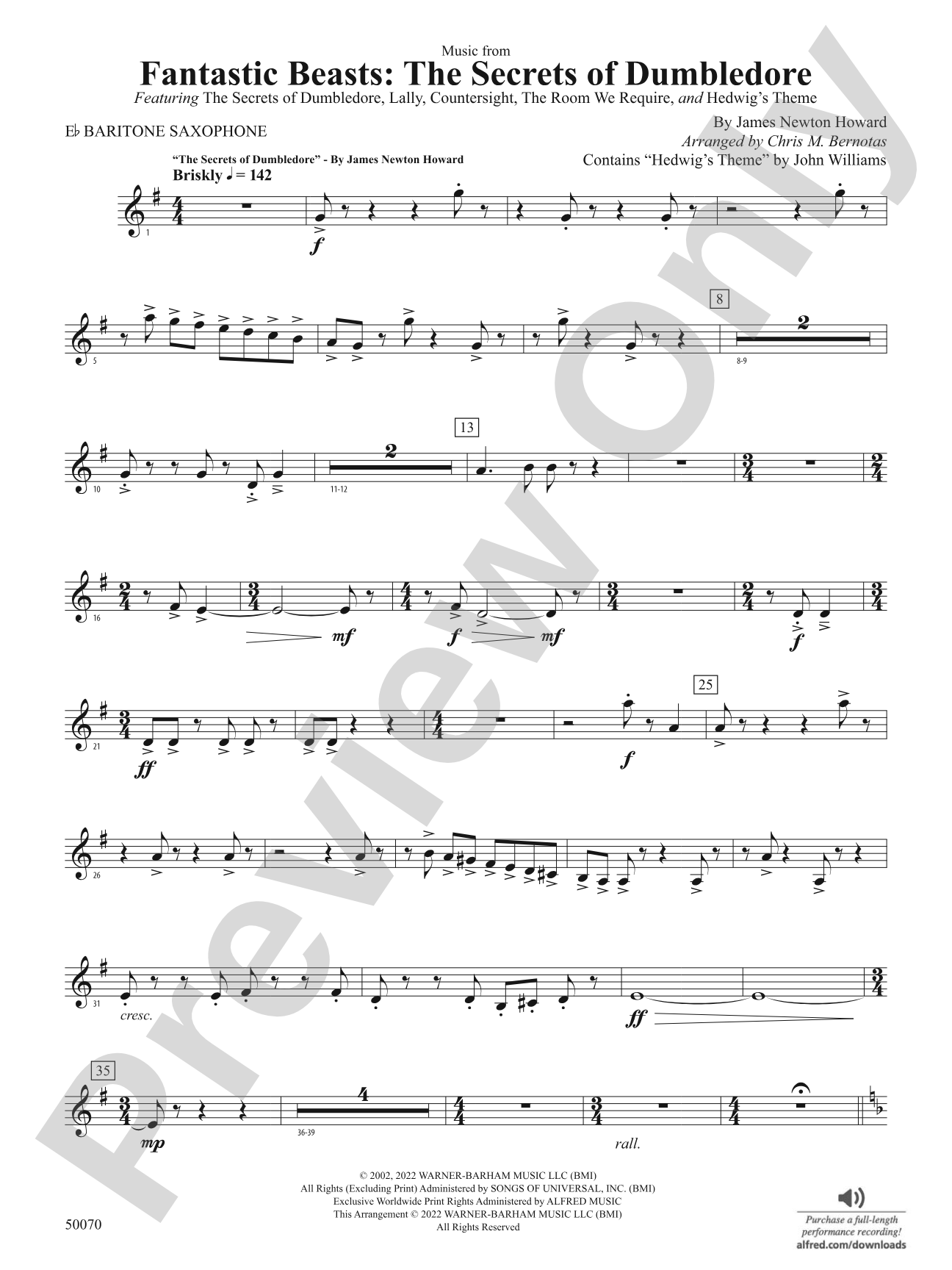 Fantastic Beasts: The Secrets of Dumbledore: E-flat Baritone Saxophone