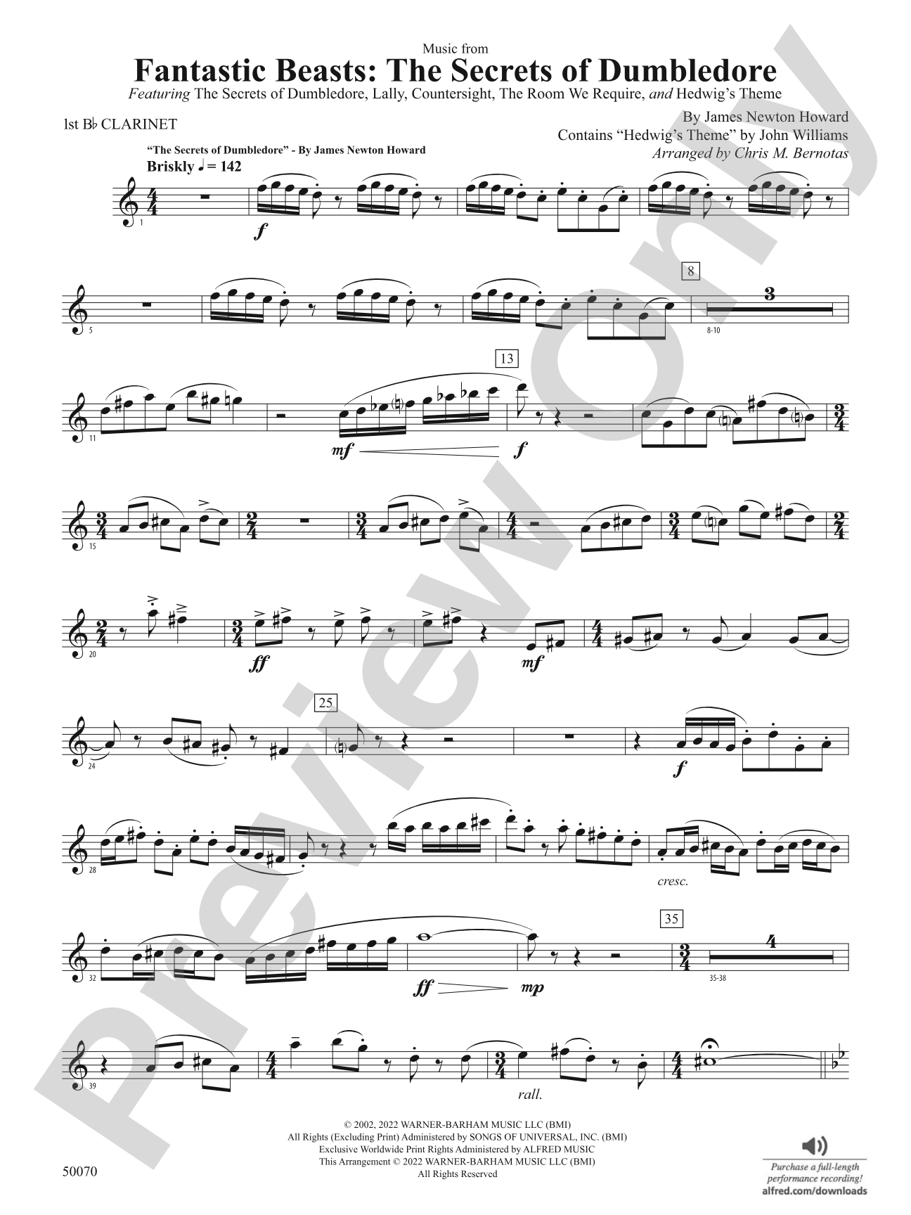 Fantastic Beasts: The Secrets of Dumbledore: 1st B-flat Clarinet
