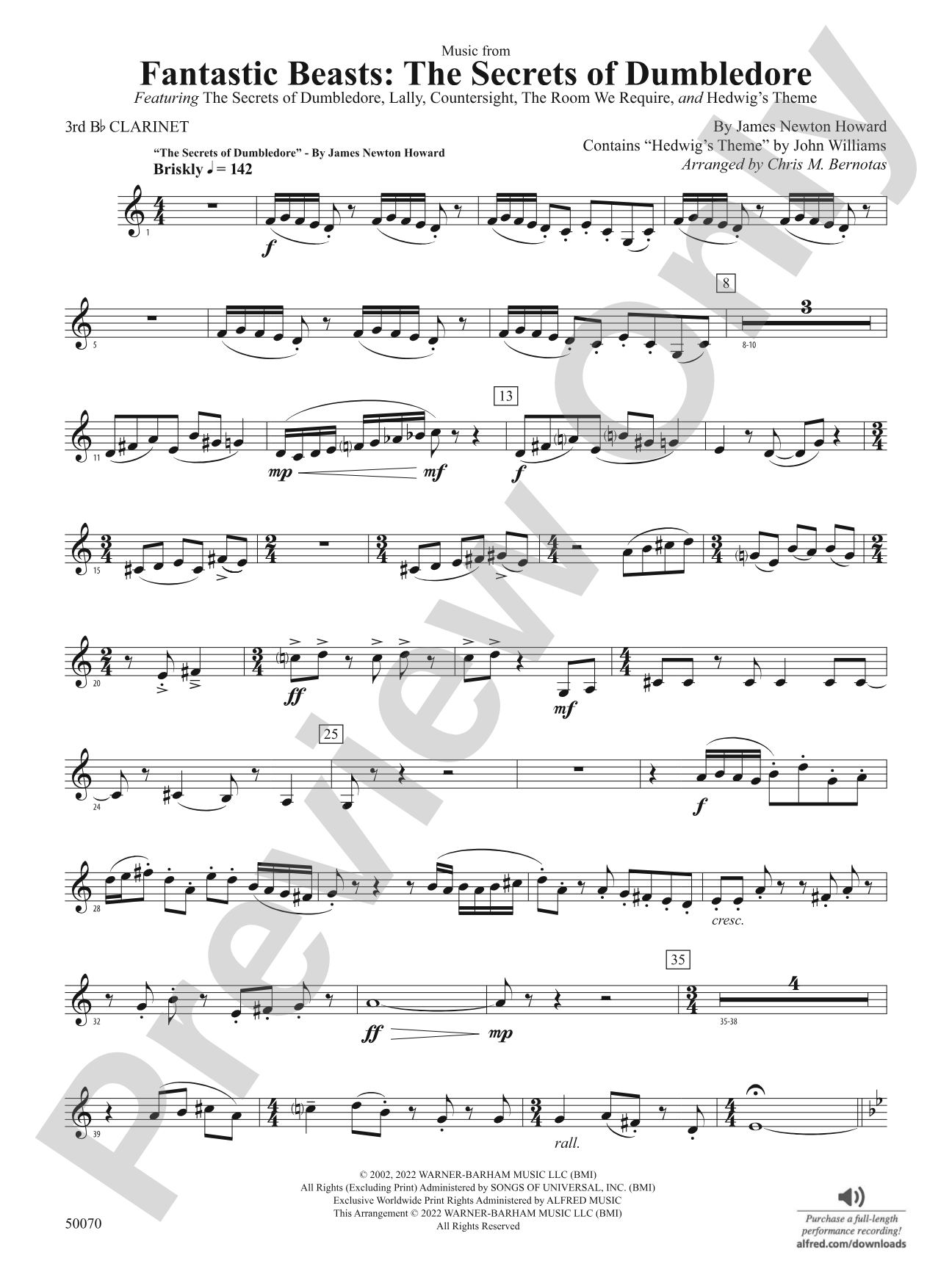Fantastic Beasts: The Secrets of Dumbledore: 3rd B-flat Clarinet
