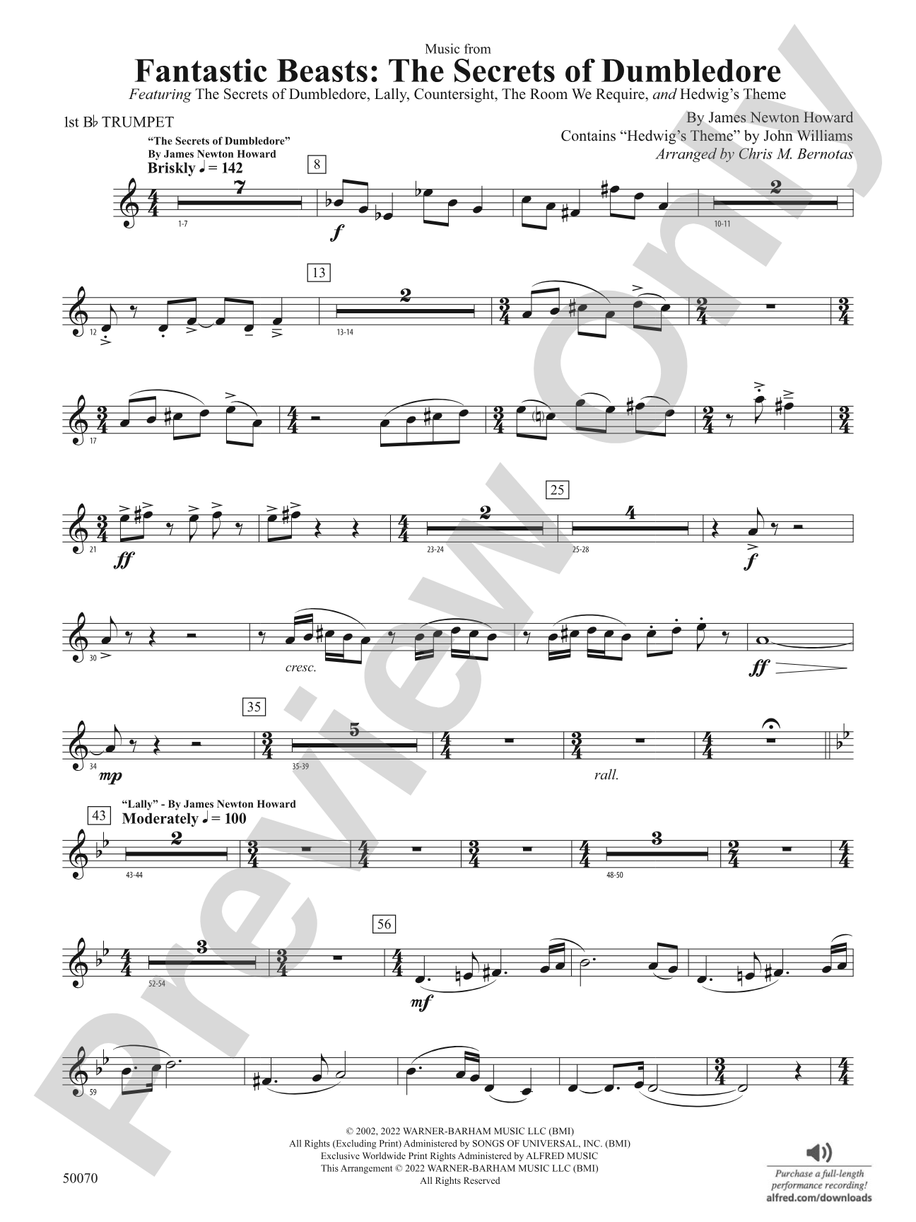 Fantastic Beasts: The Secrets of Dumbledore: 1st B-flat Trumpet