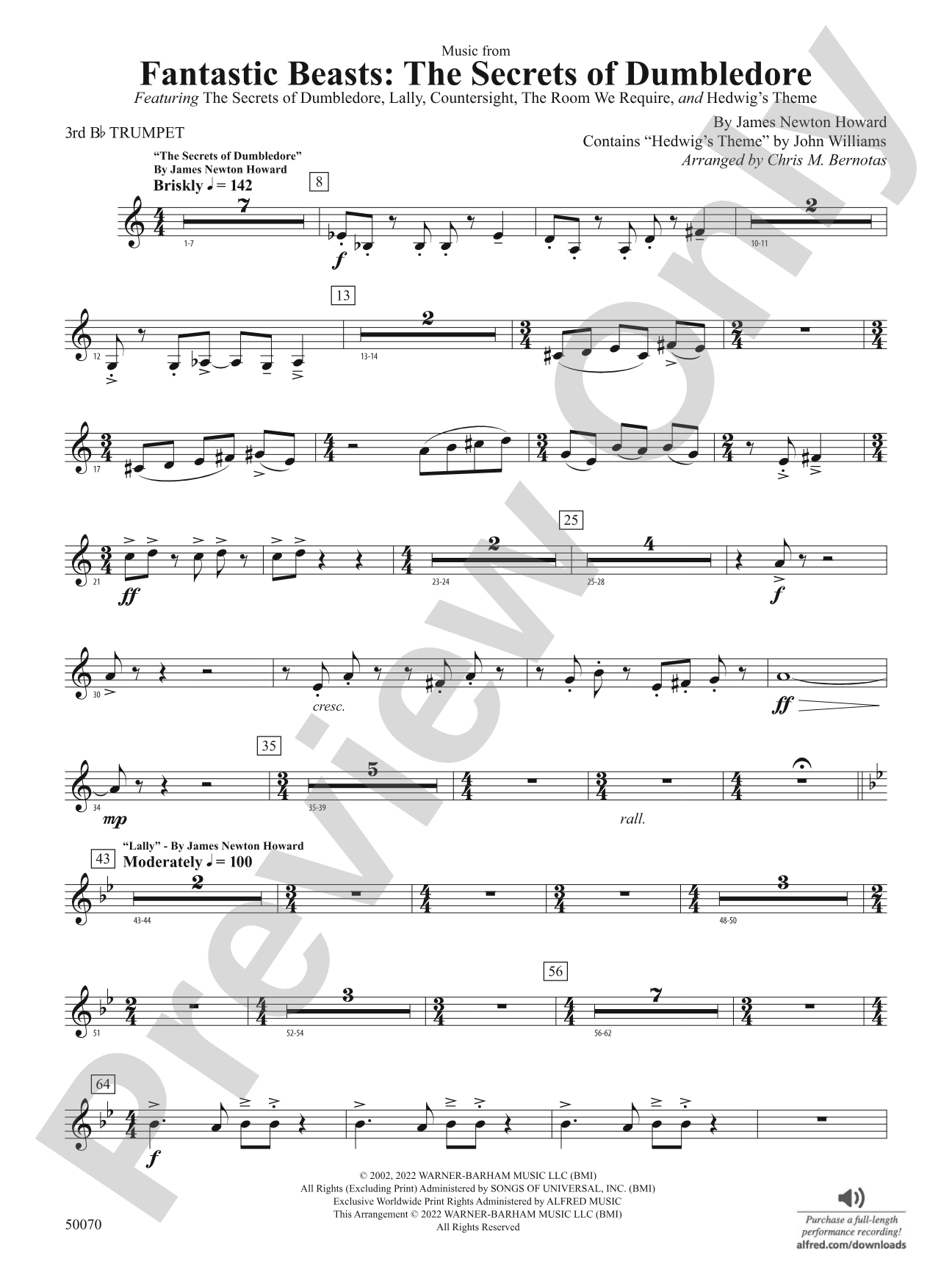Fantastic Beasts: The Secrets of Dumbledore: 3rd B-flat Trumpet