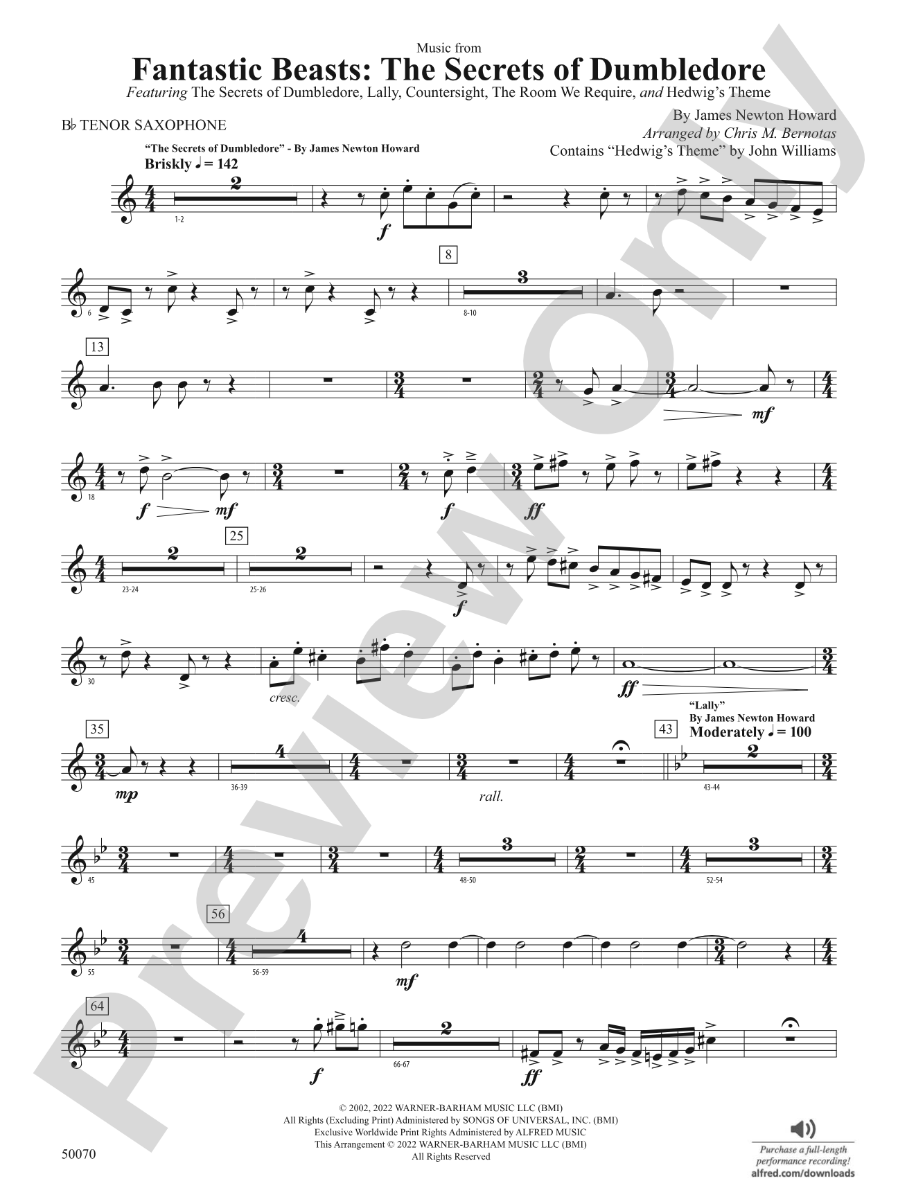 Fantastic Beasts: The Secrets of Dumbledore: B-flat Tenor Saxophone