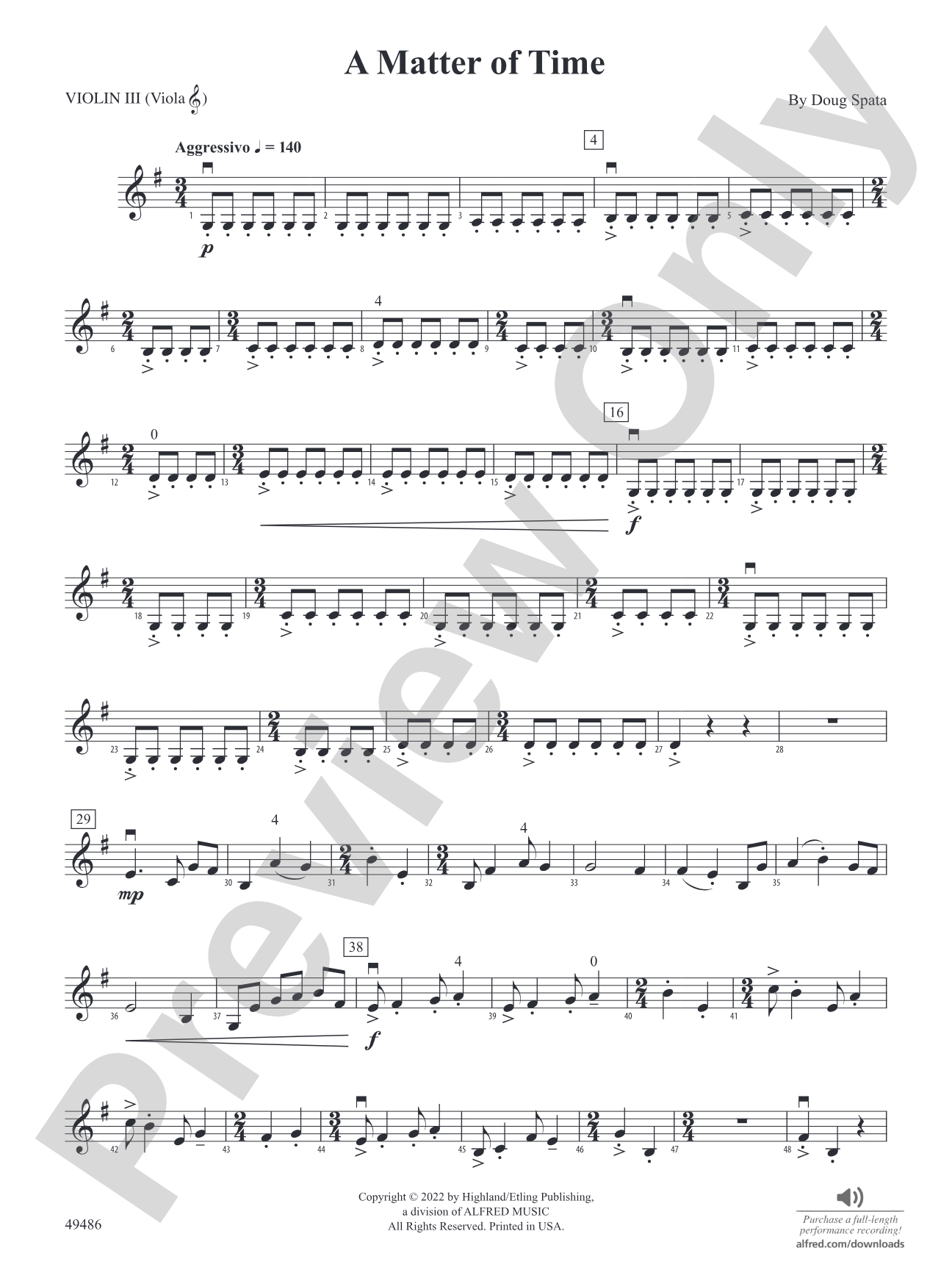 A Matter of Time: 3rd Violin (Viola [TC])