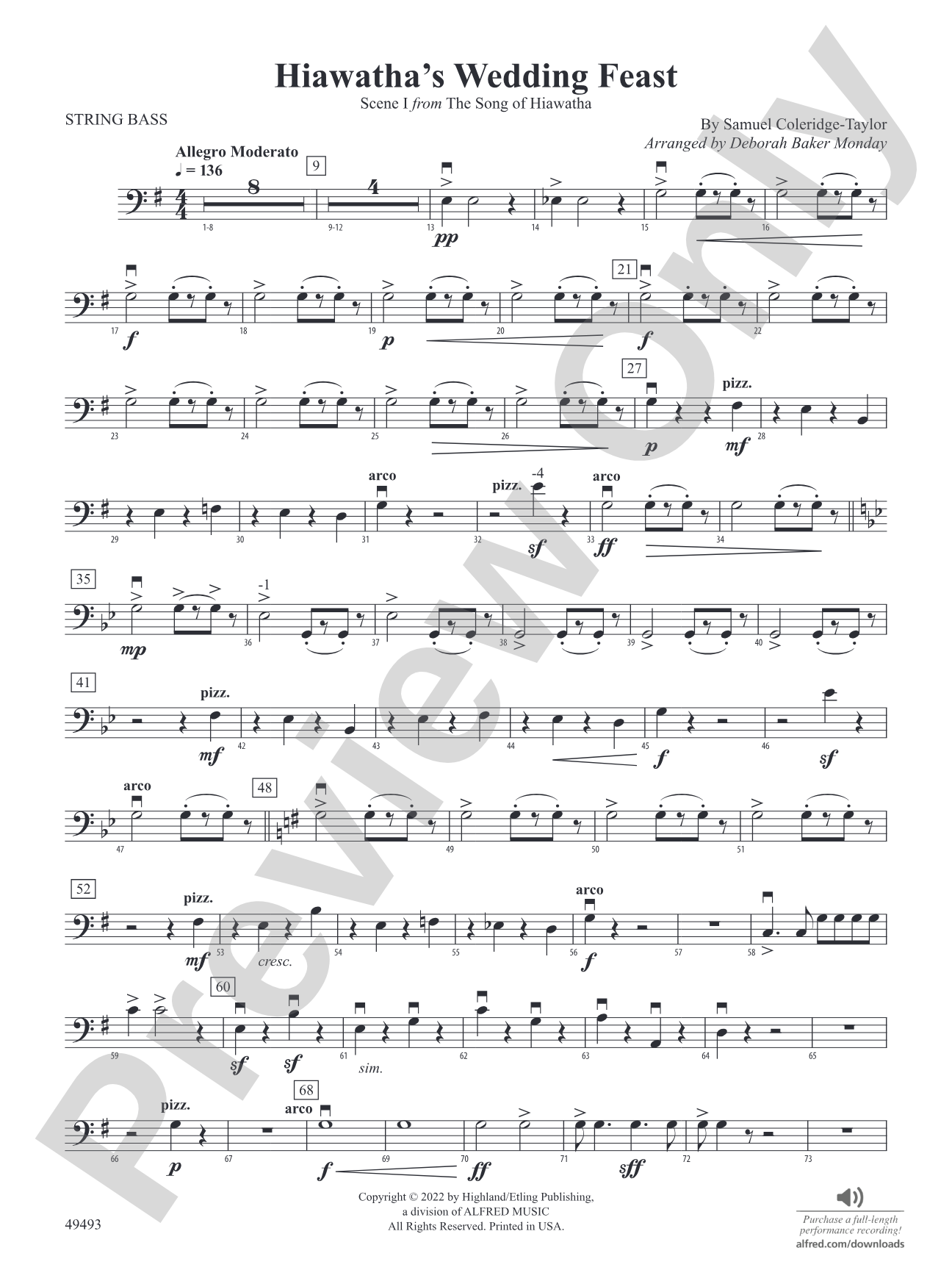 Hiawatha's Wedding Feast: String Bass