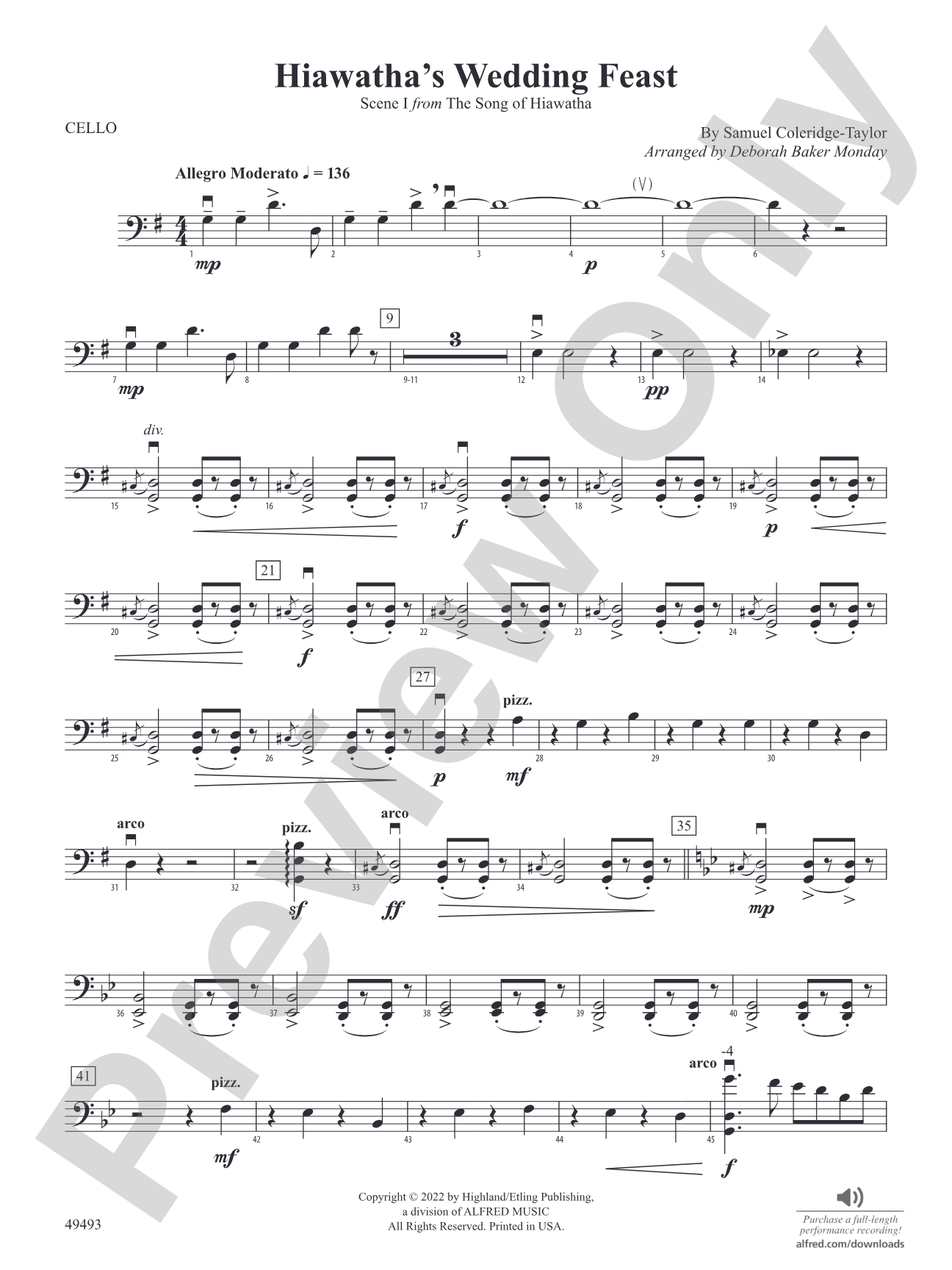 Hiawatha's Wedding Feast: Cello