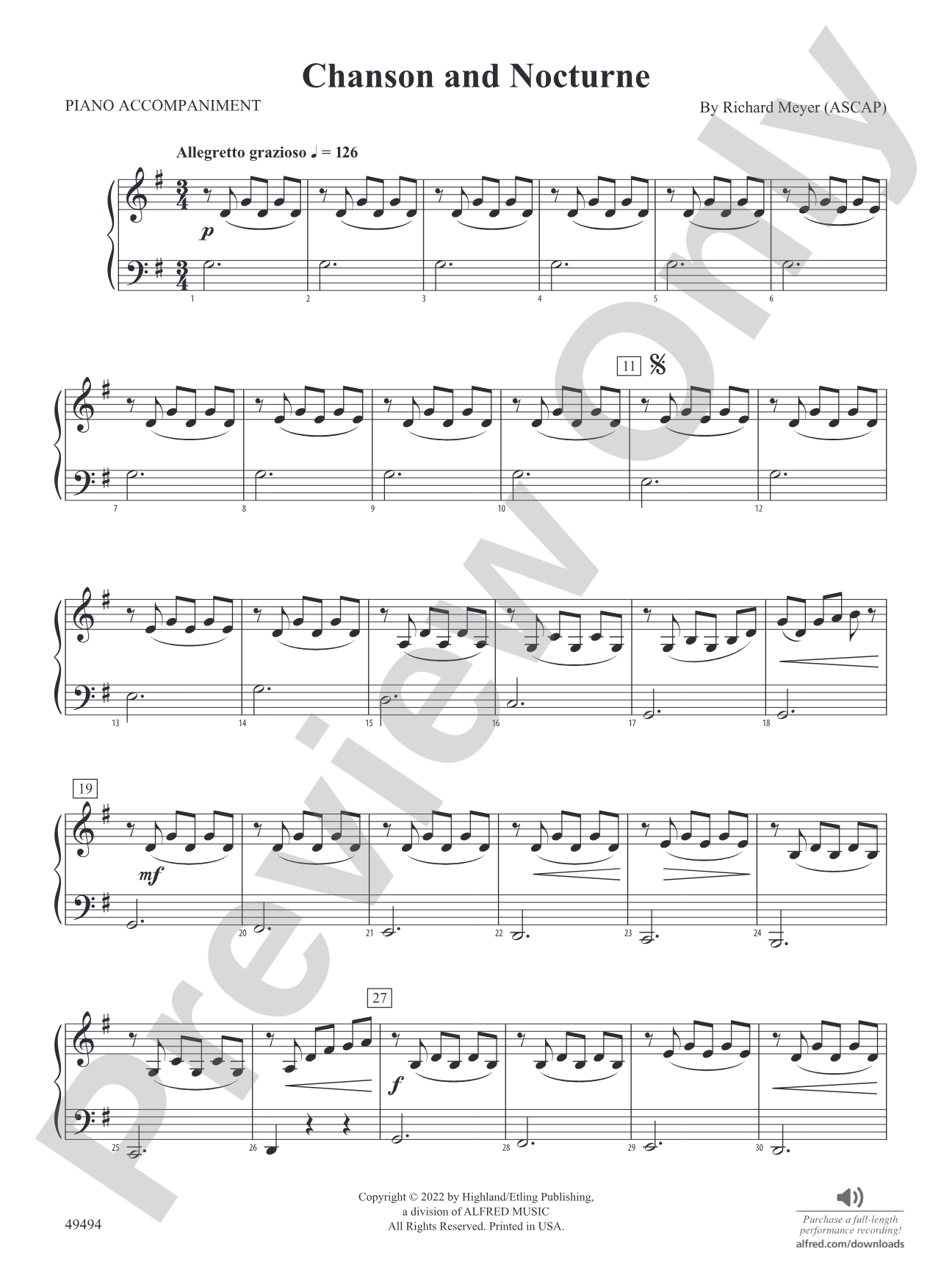 Chanson and Nocturne: Piano Accompaniment