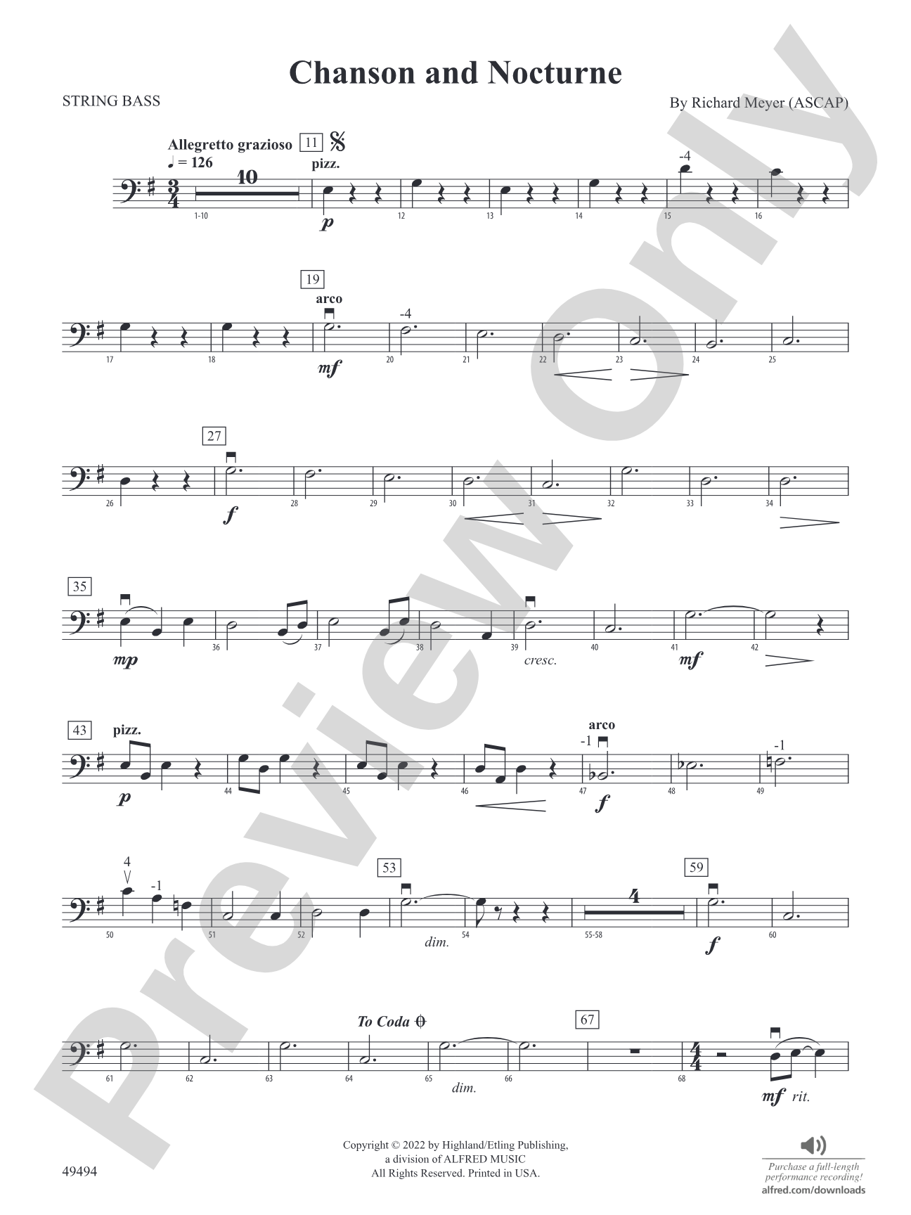Chanson and Nocturne: String Bass