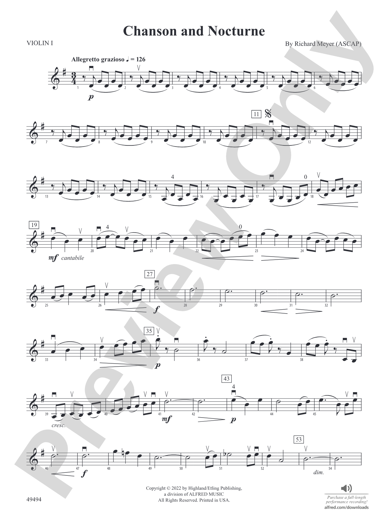 Chanson and Nocturne: 1st Violin