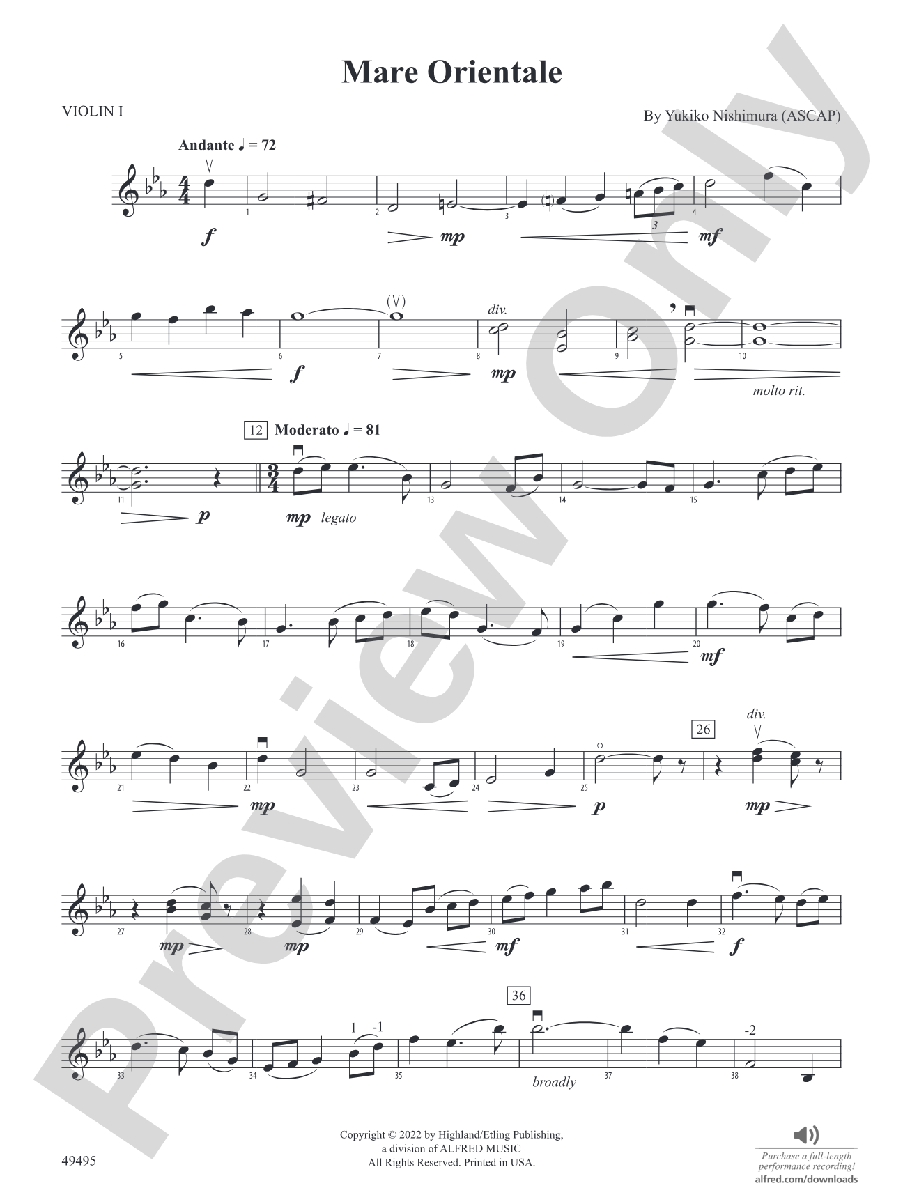 Mare Orientale: 1st Violin