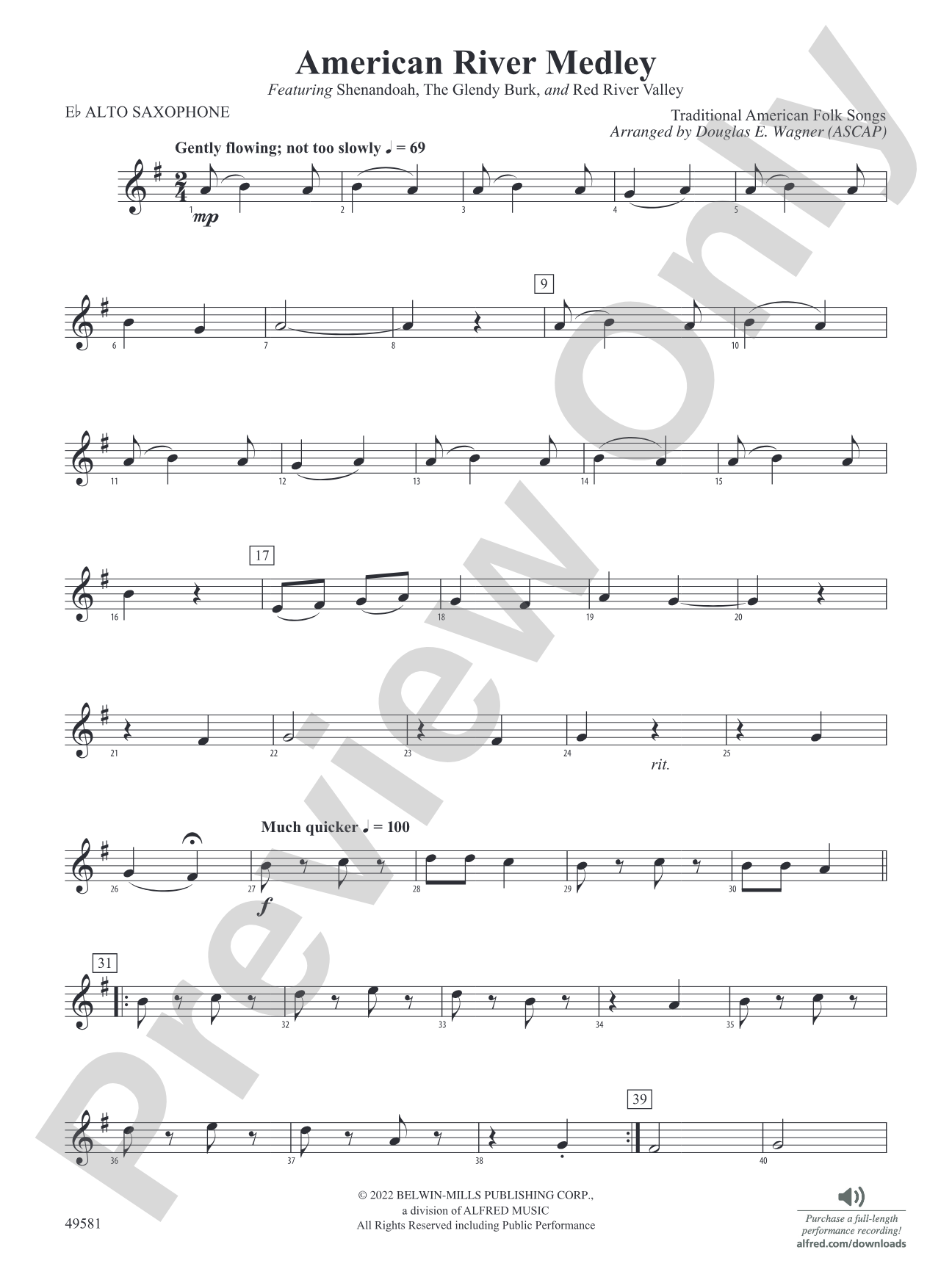 American River Medley: E-flat Alto Saxophone