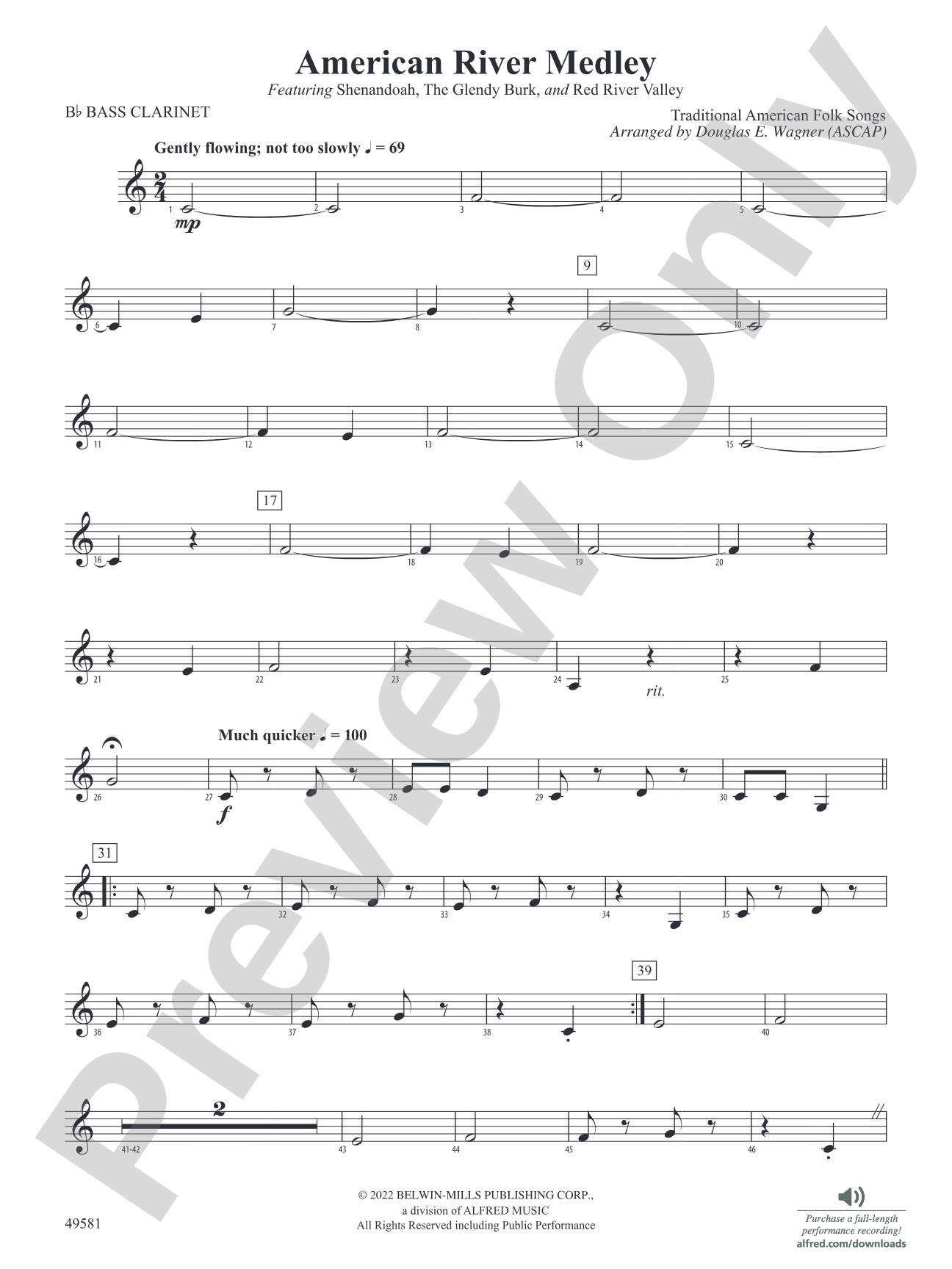 American River Medley: B-flat Bass Clarinet