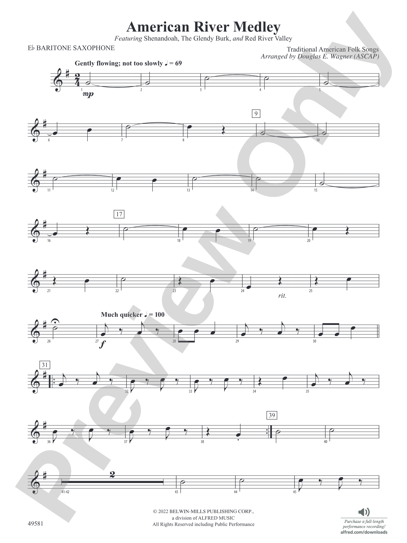 American River Medley: E-flat Baritone Saxophone