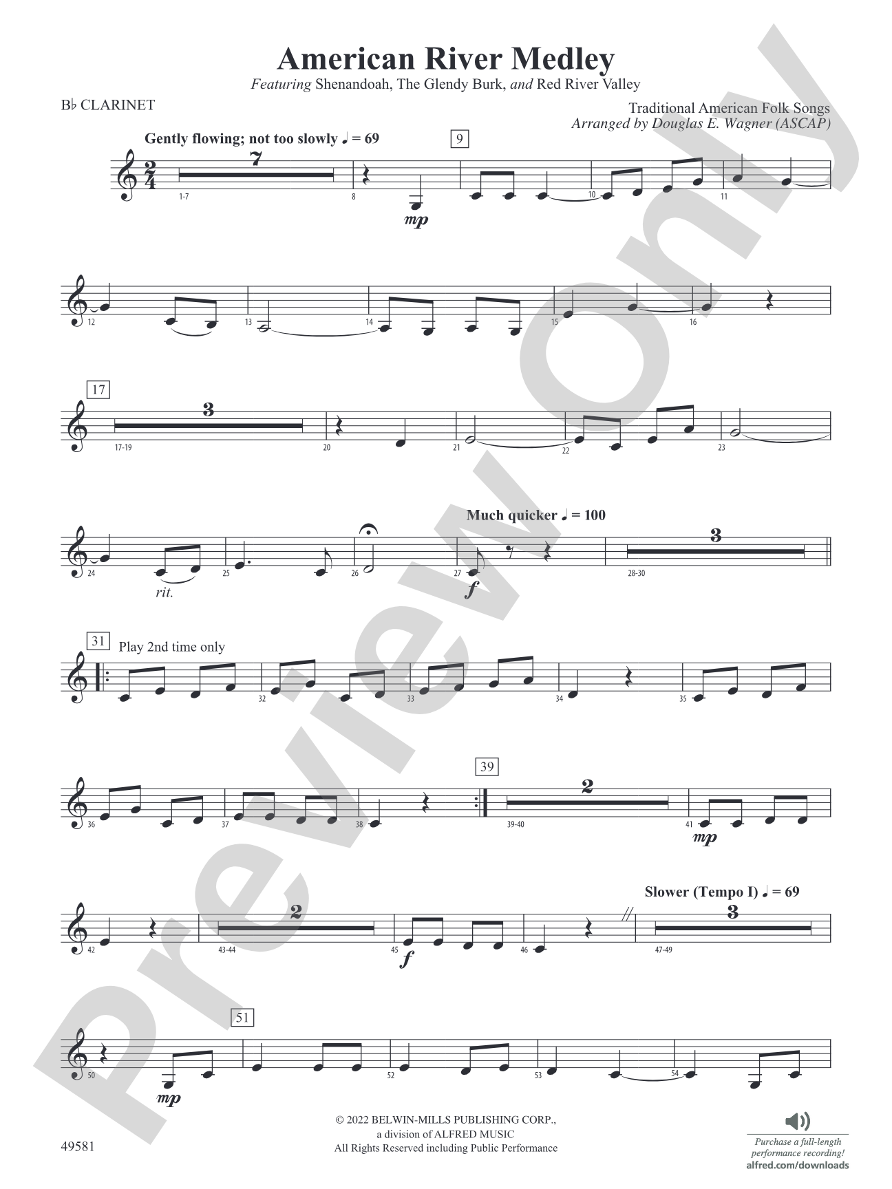American River Medley: 1st B-flat Clarinet