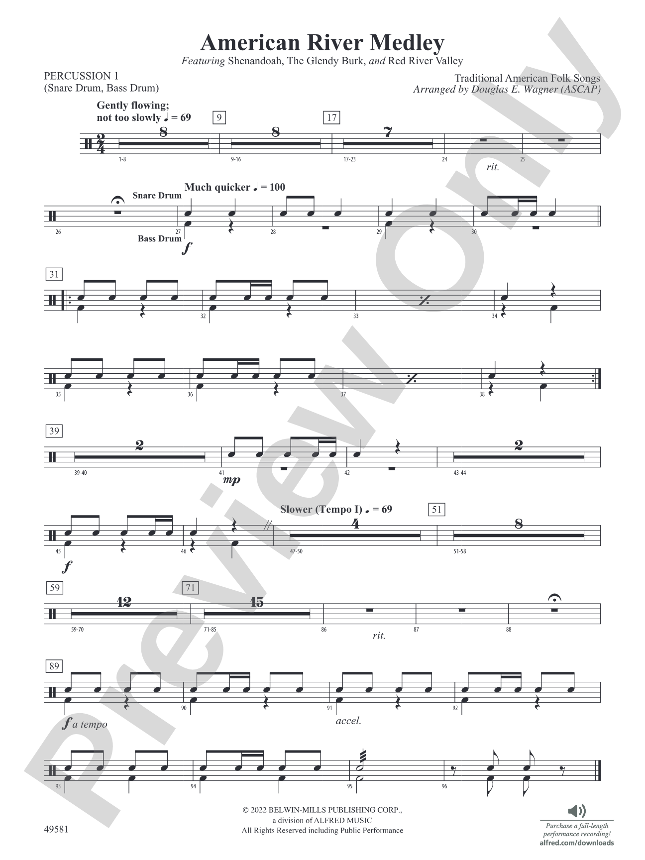 American River Medley: 1st Percussion