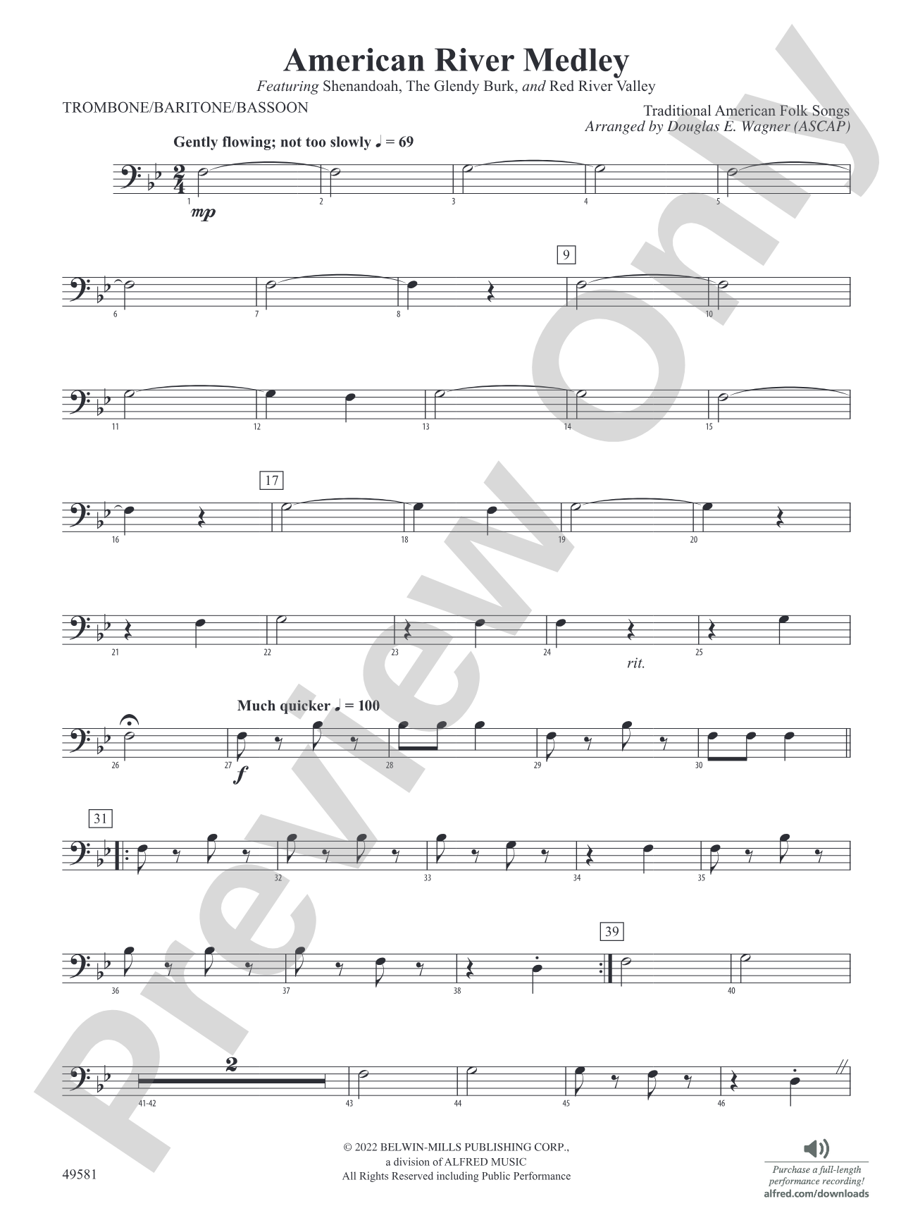 American River Medley: 1st Trombone