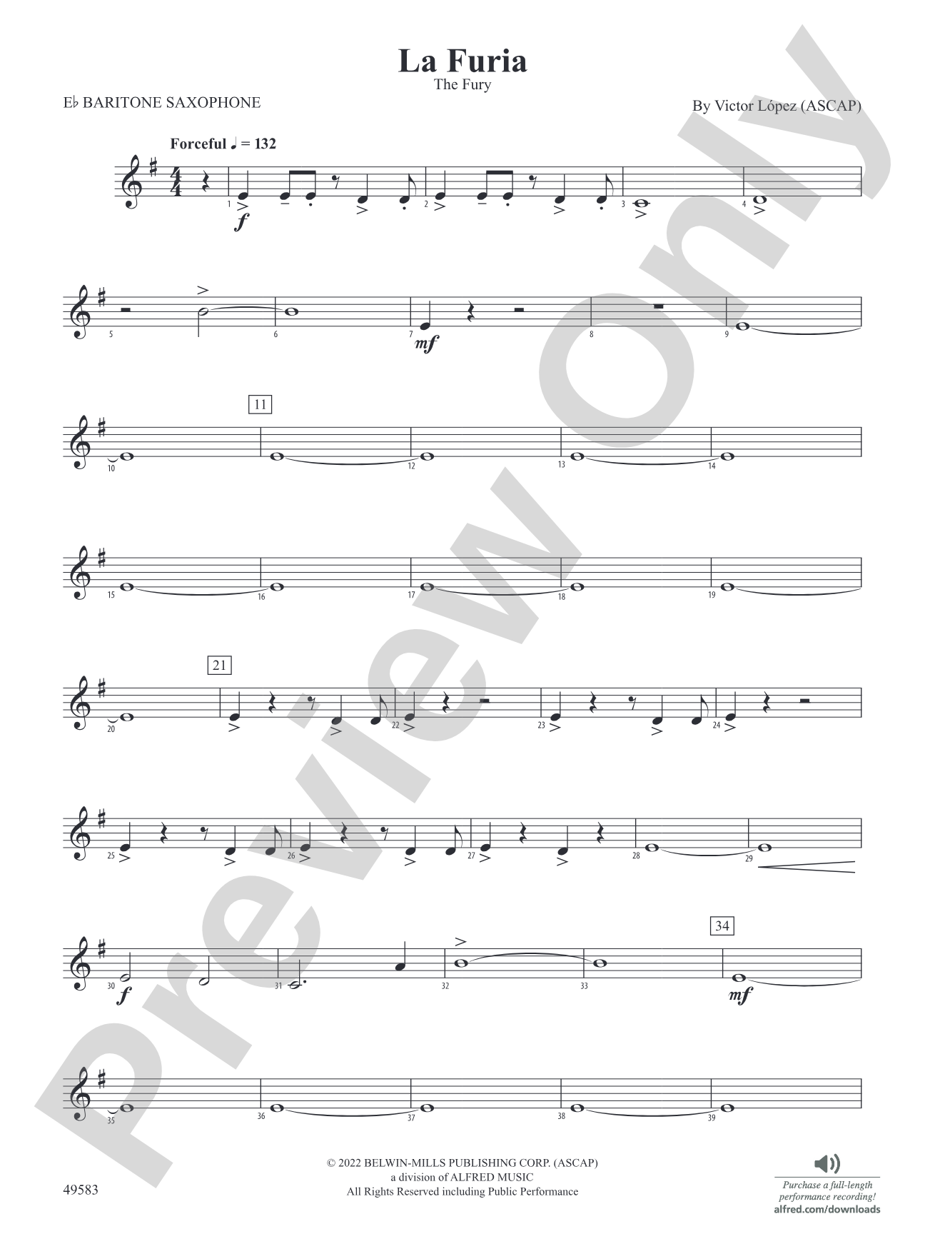 La Furia: E-flat Baritone Saxophone