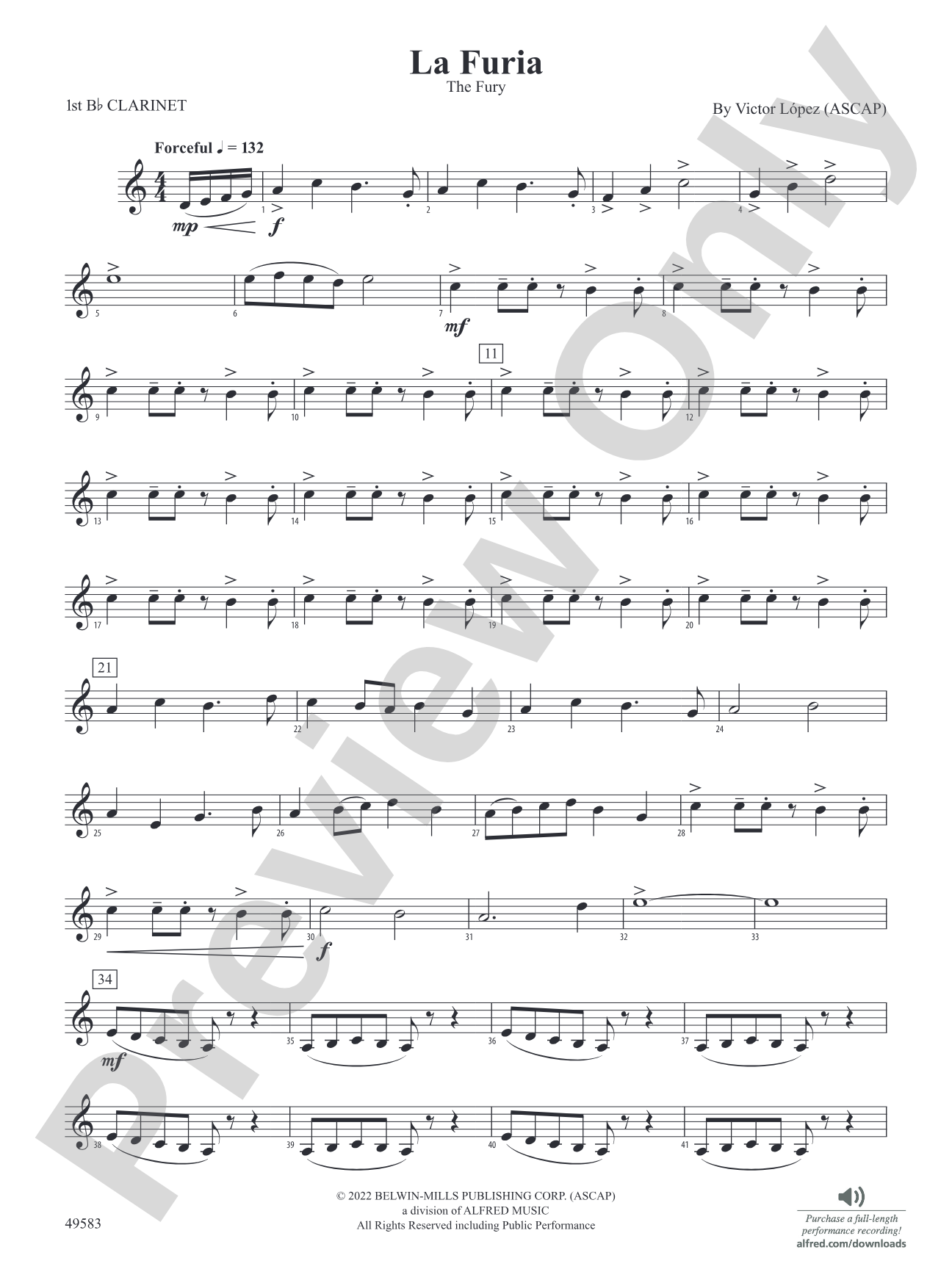 La Furia: 1st B-flat Clarinet