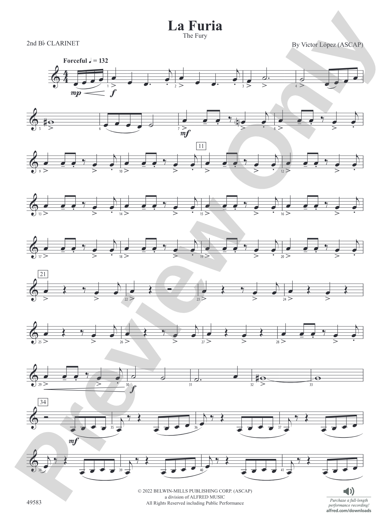 La Furia: 2nd B-flat Clarinet