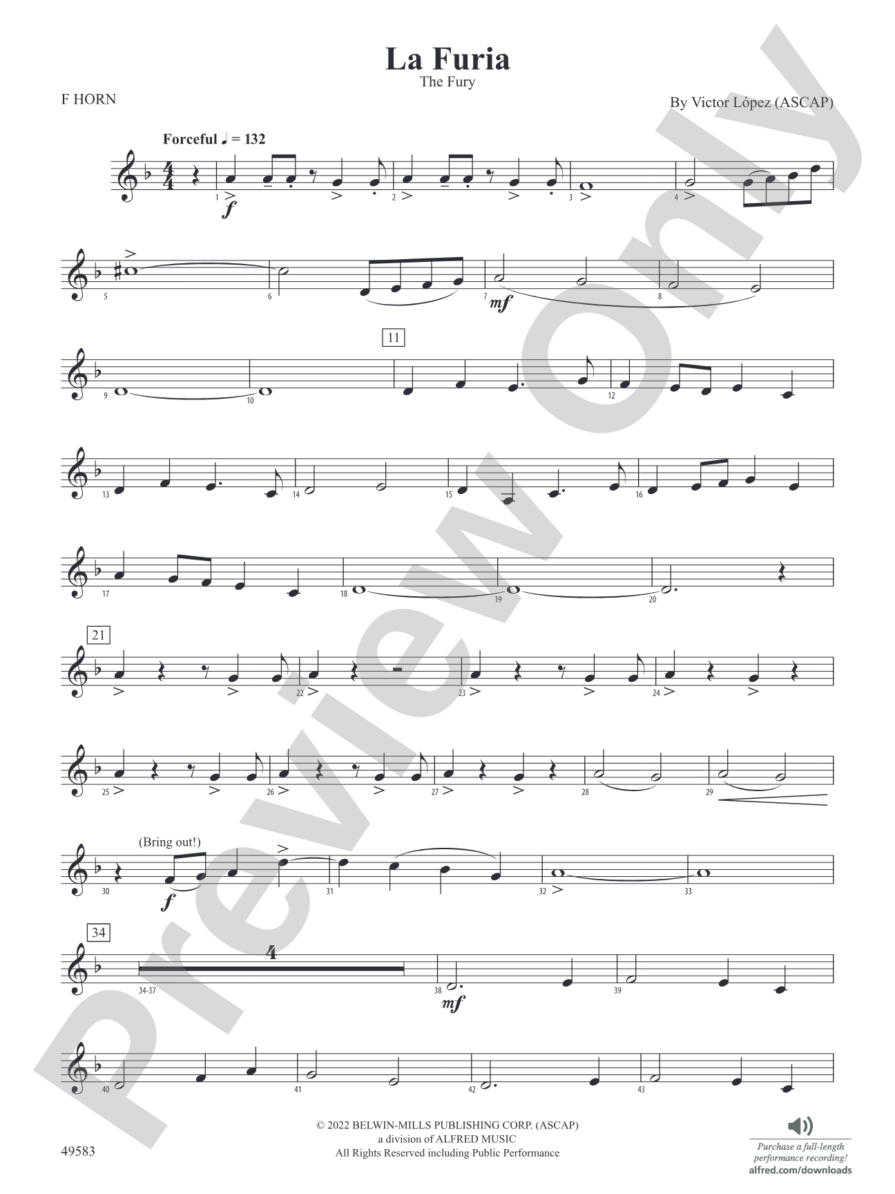 La Furia: 1st F Horn