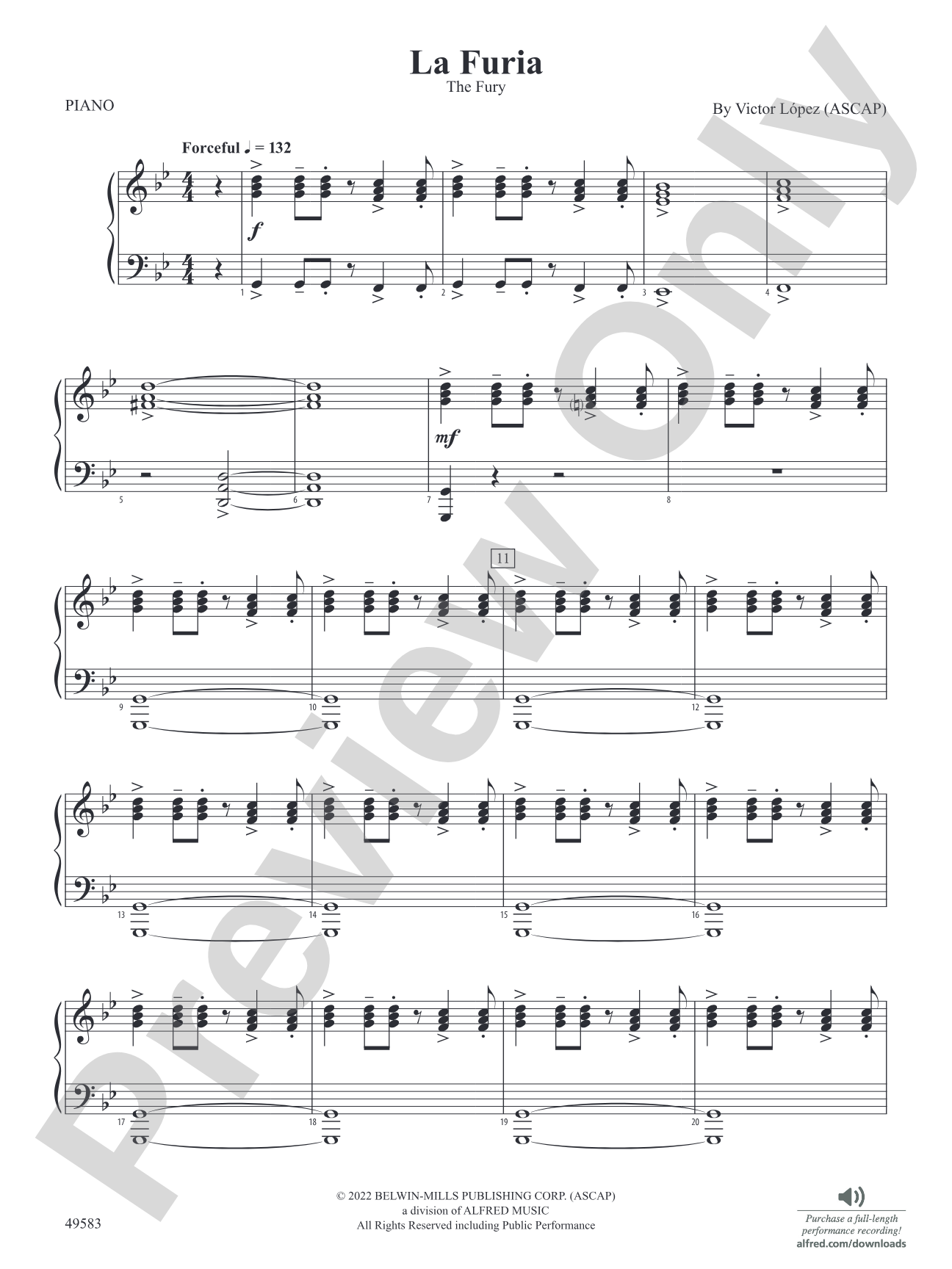 La Furia: Piano Accompaniment