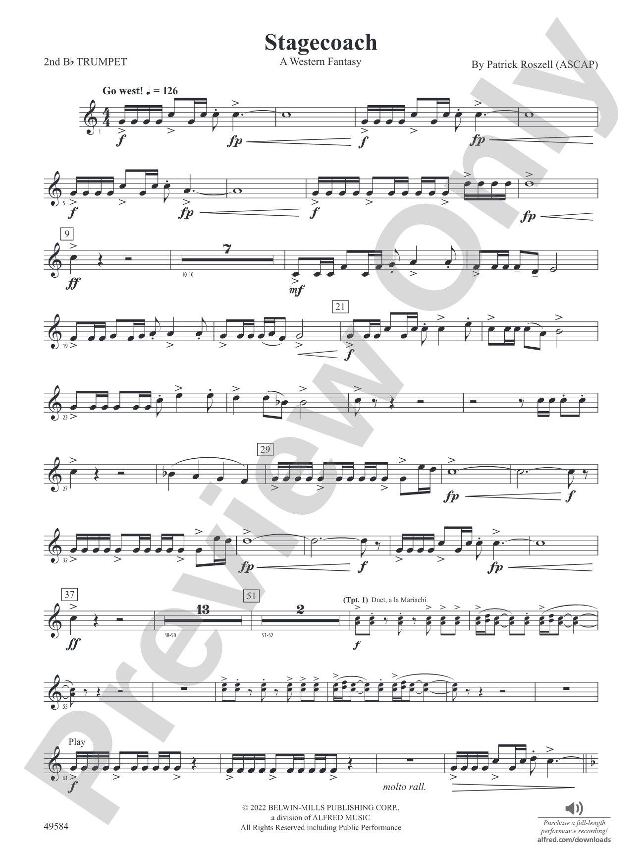 Stagecoach: 2nd B-flat Trumpet