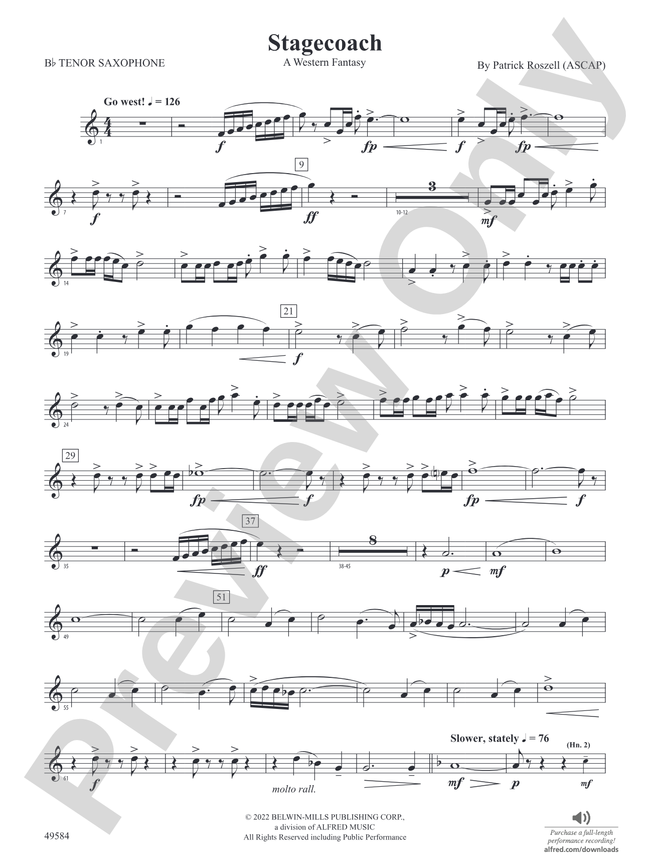 Stagecoach: B-flat Tenor Saxophone