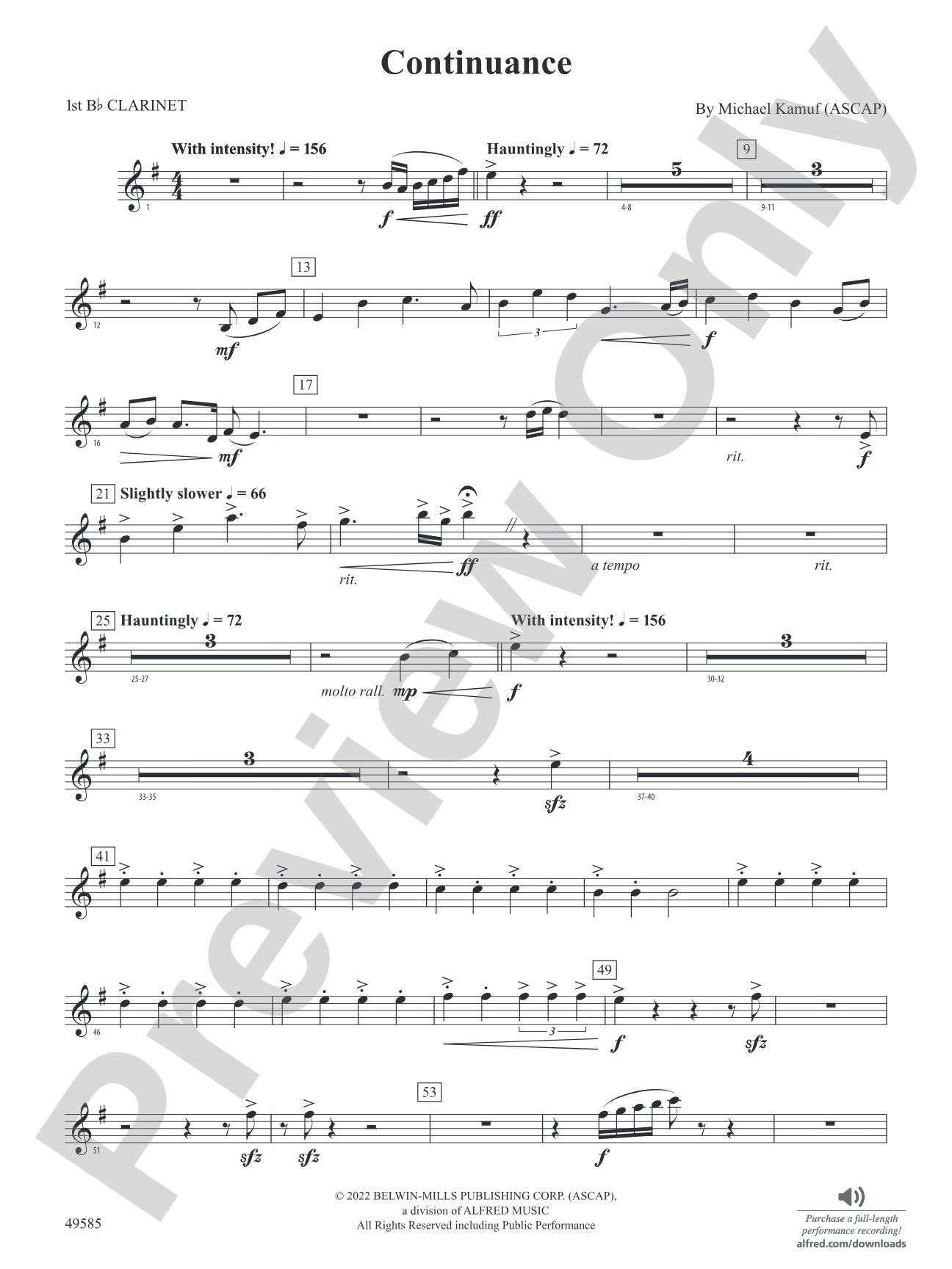 Continuance: 1st B-flat Clarinet